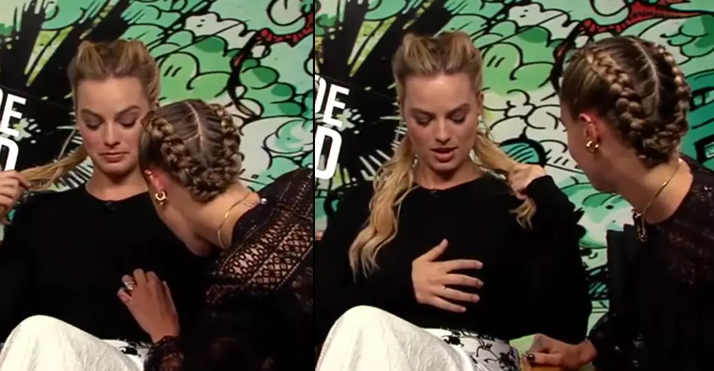 Cara Delevingne Pinches Margot Robbie's Nipple During Interview For 'Suicide Squad' 