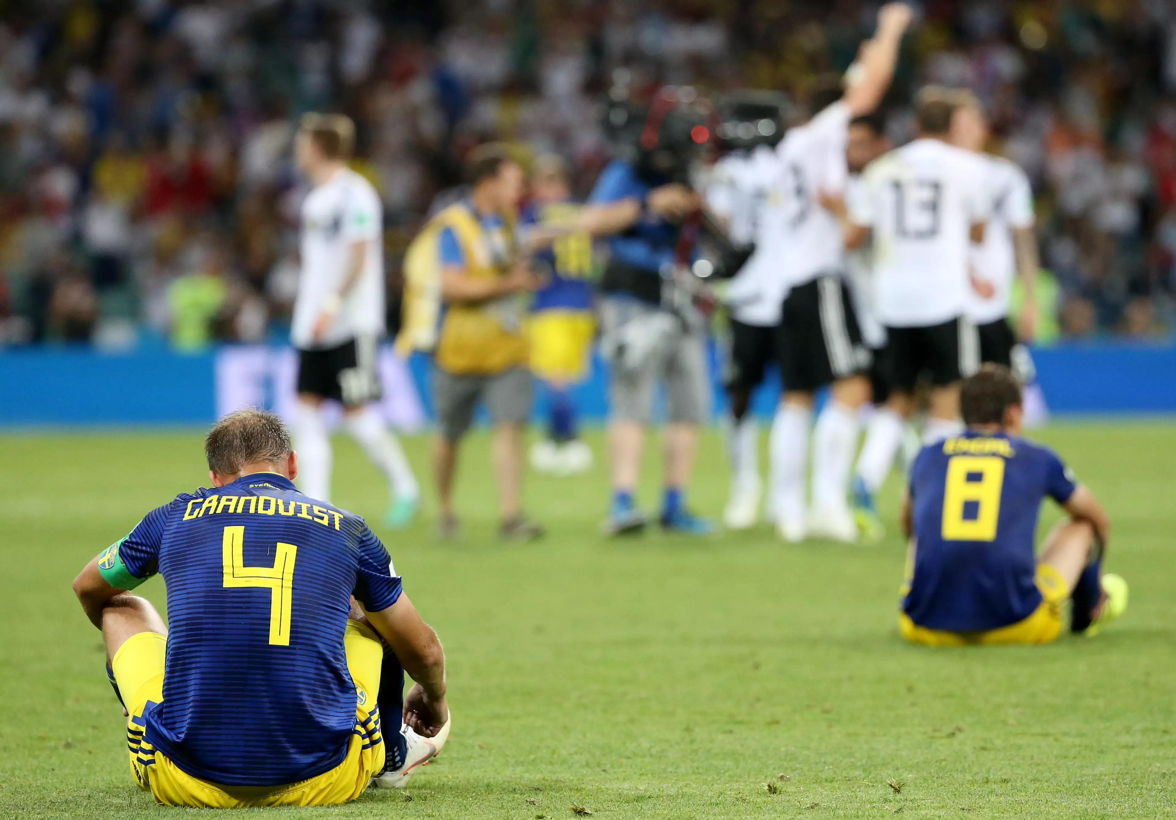 Sweden side look on after losing it late to Germany. Image: PA Images