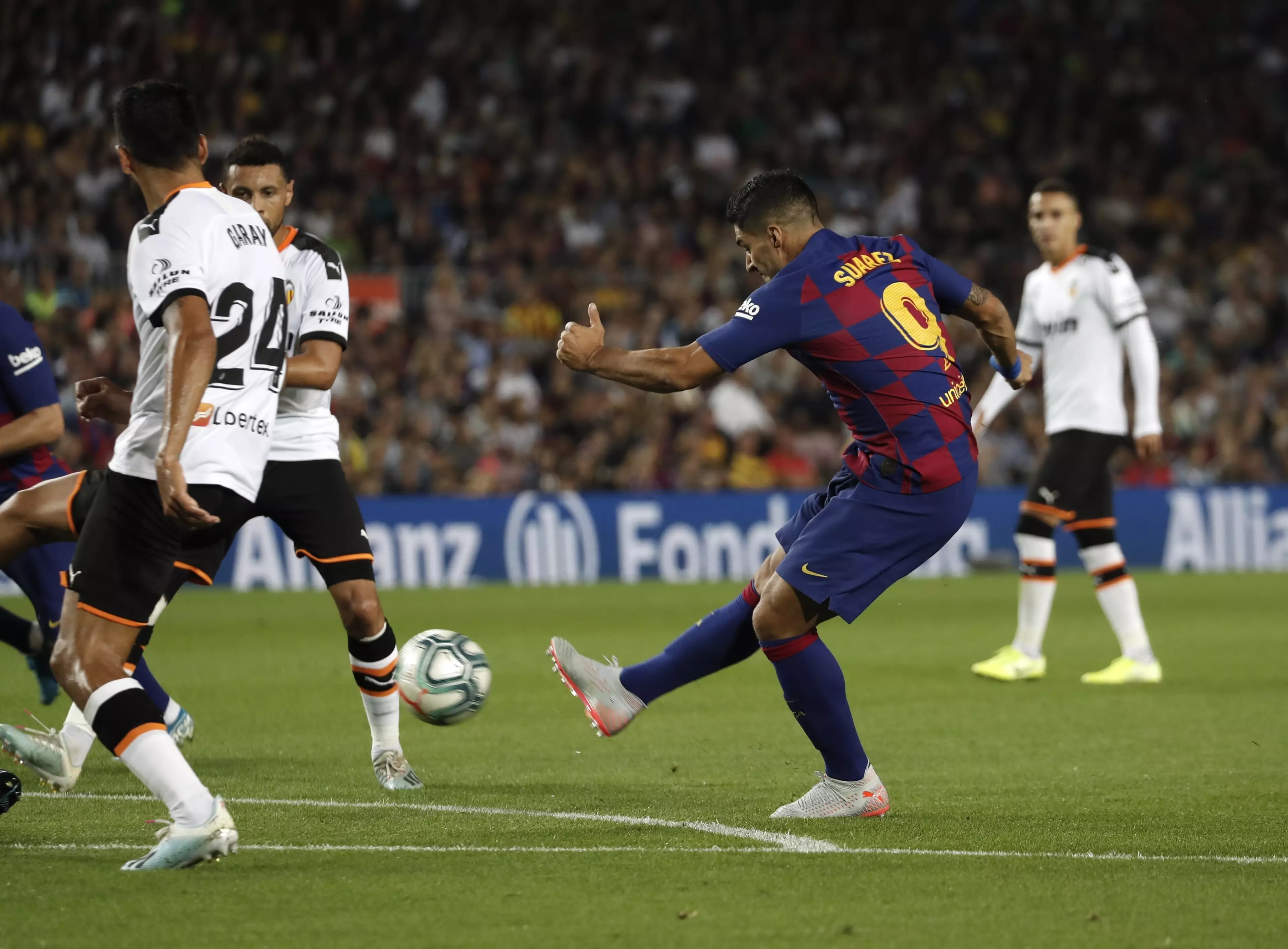 Luis Suarez scored a second-half double in a 5-2 thrashing for Barcelona