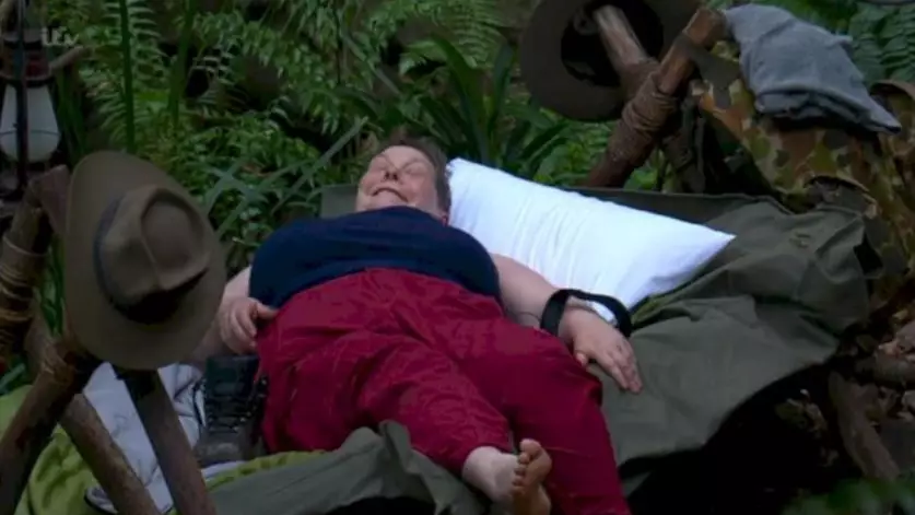 Anne Hegerty Trying To Get Out Of Bed On Last Night's I'm A Celeb Is All Of Us