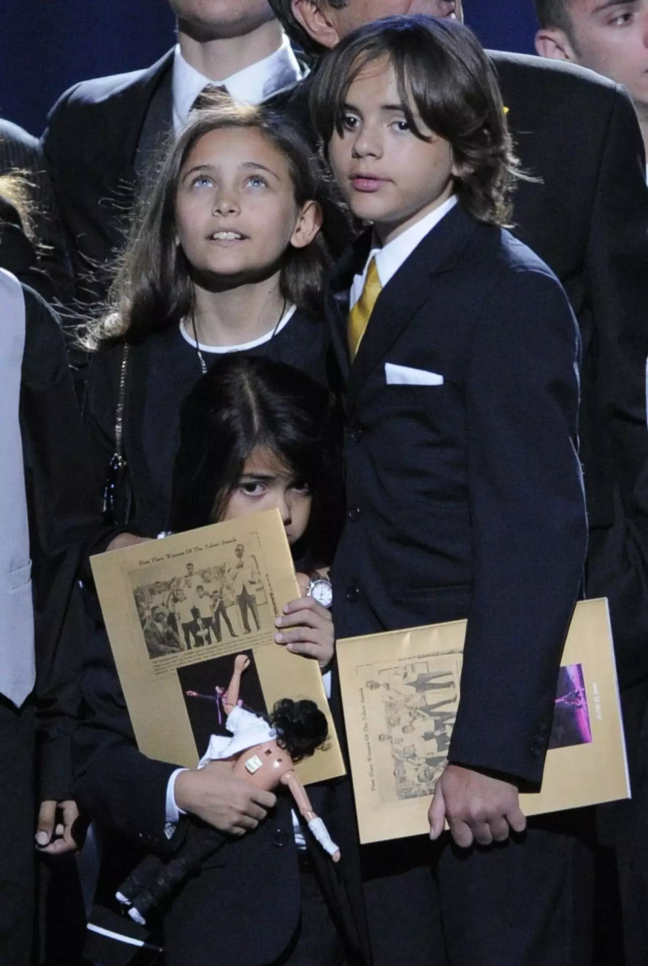 Paris with her brothers during a memorial service for Michael Jackson.