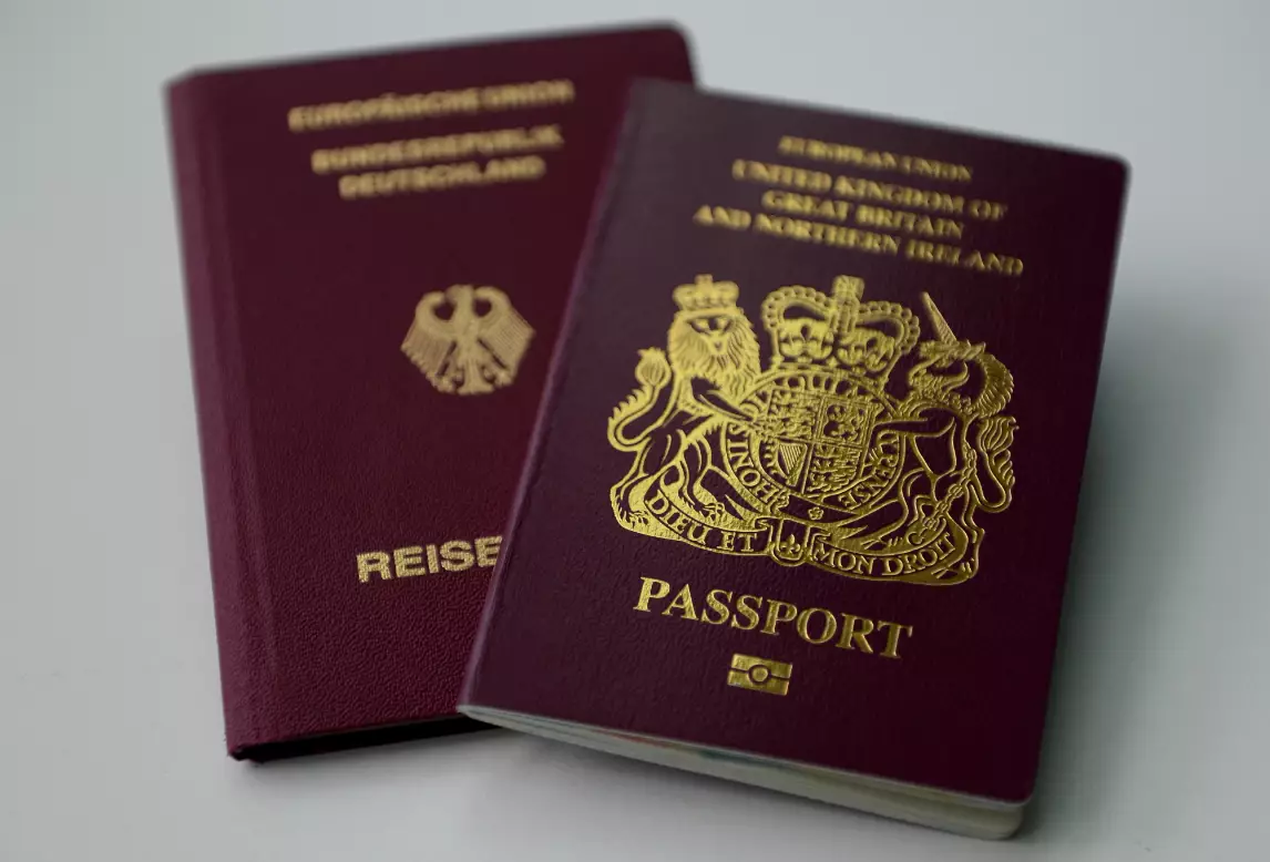 A British and German passport.