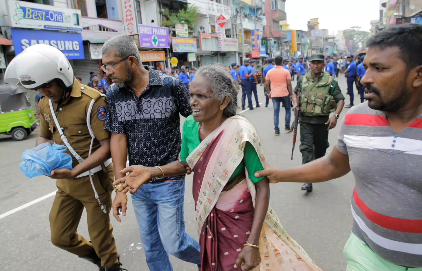 Scenes near St. Anthony's Shrine after a blast in Colombo.