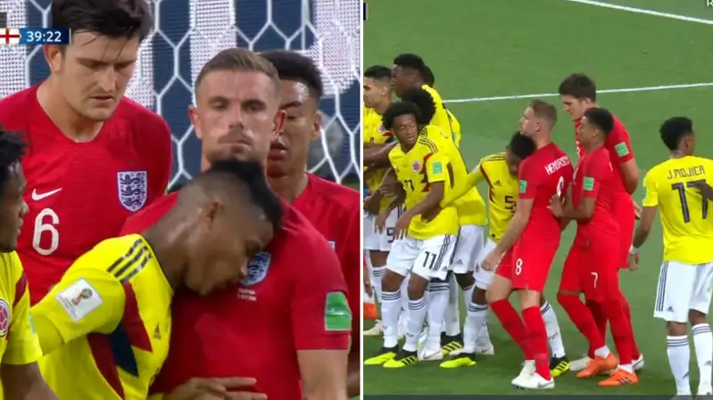 Jordan Henderson Headbutted In The Penalty Area Vs Colombia, No Red Card