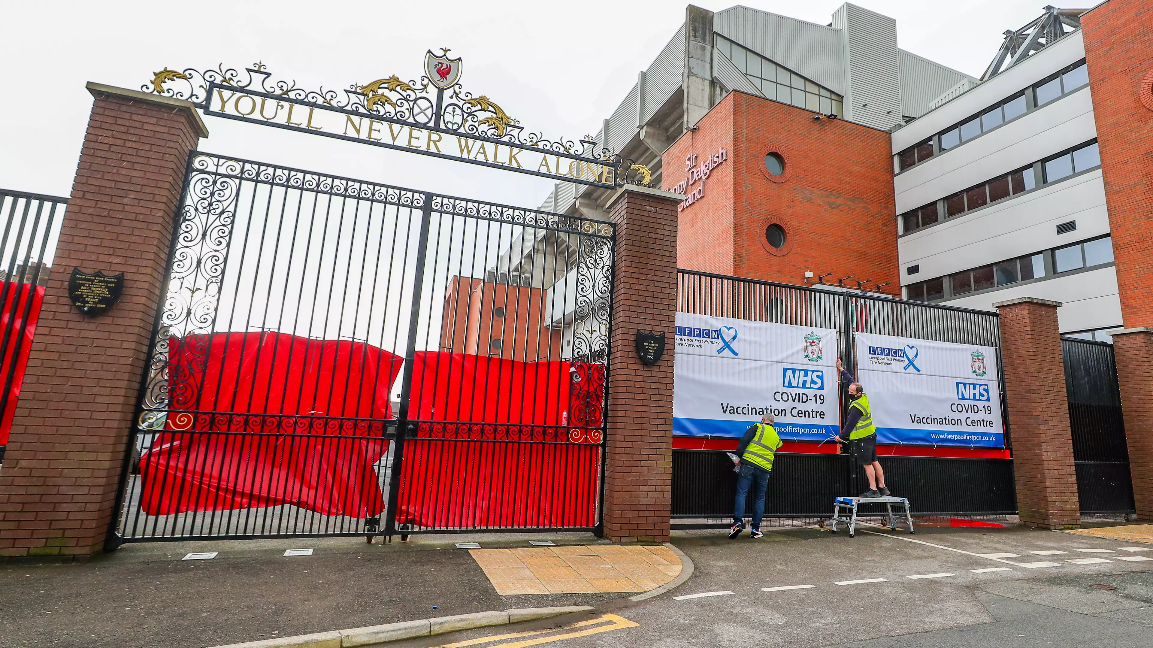 Anfield was being used as a vaccination centre. Image: PA Image