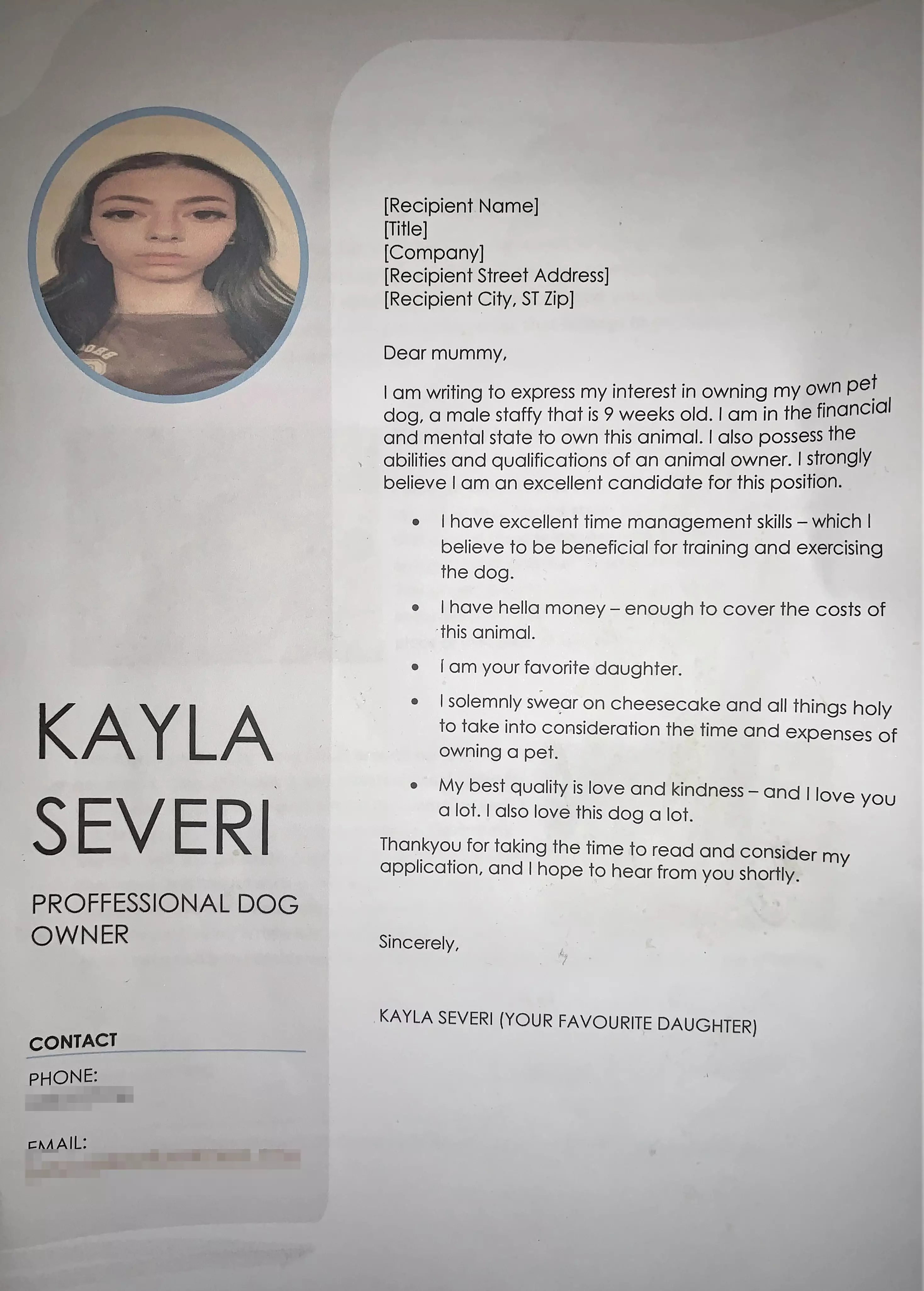 18-year-old Kayla desperately wanted a Staffie for Christmas (