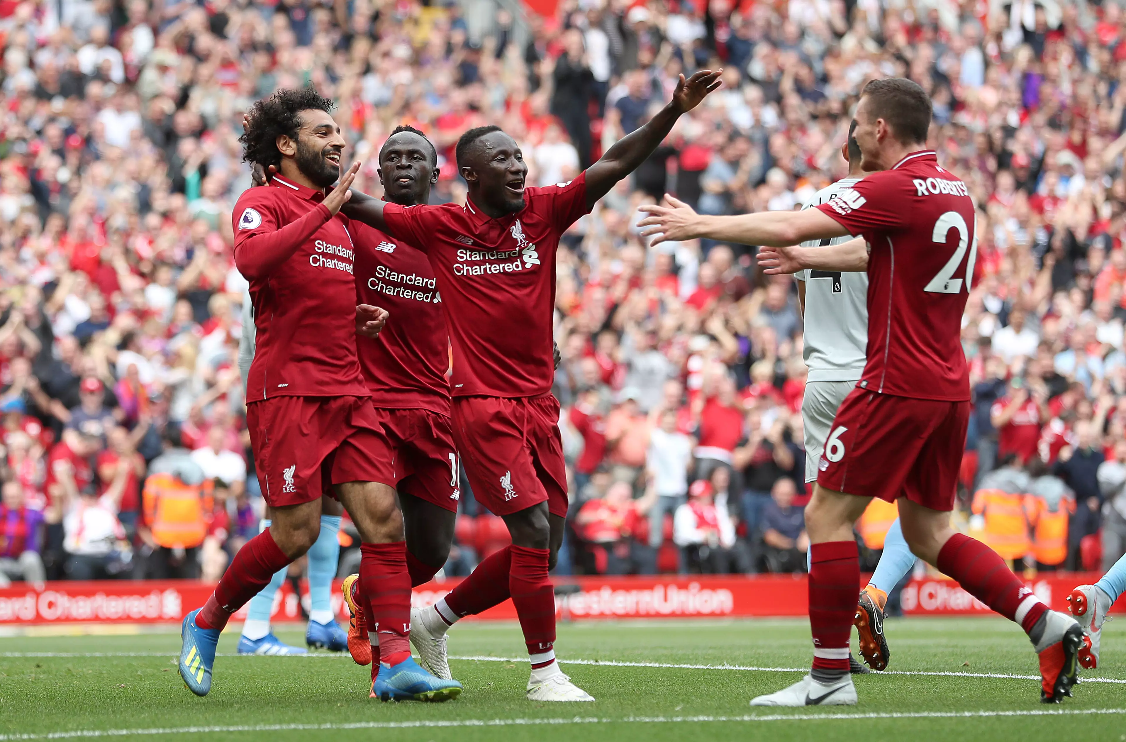 Liverpool Players Celebrating Their First Goal Against West Ham