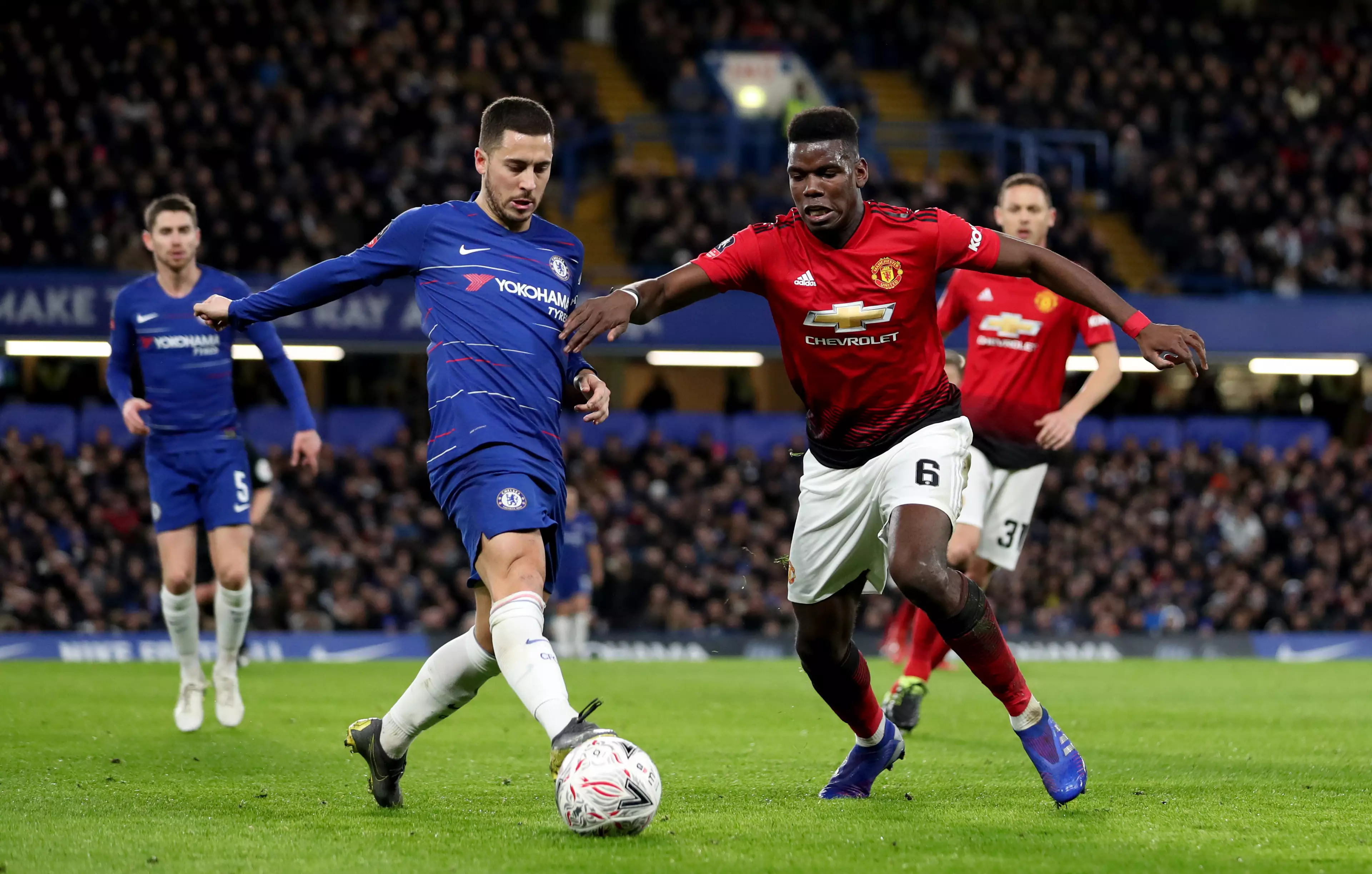 Could Hazard and Pogba swap places in the summer? Image: PA Images
