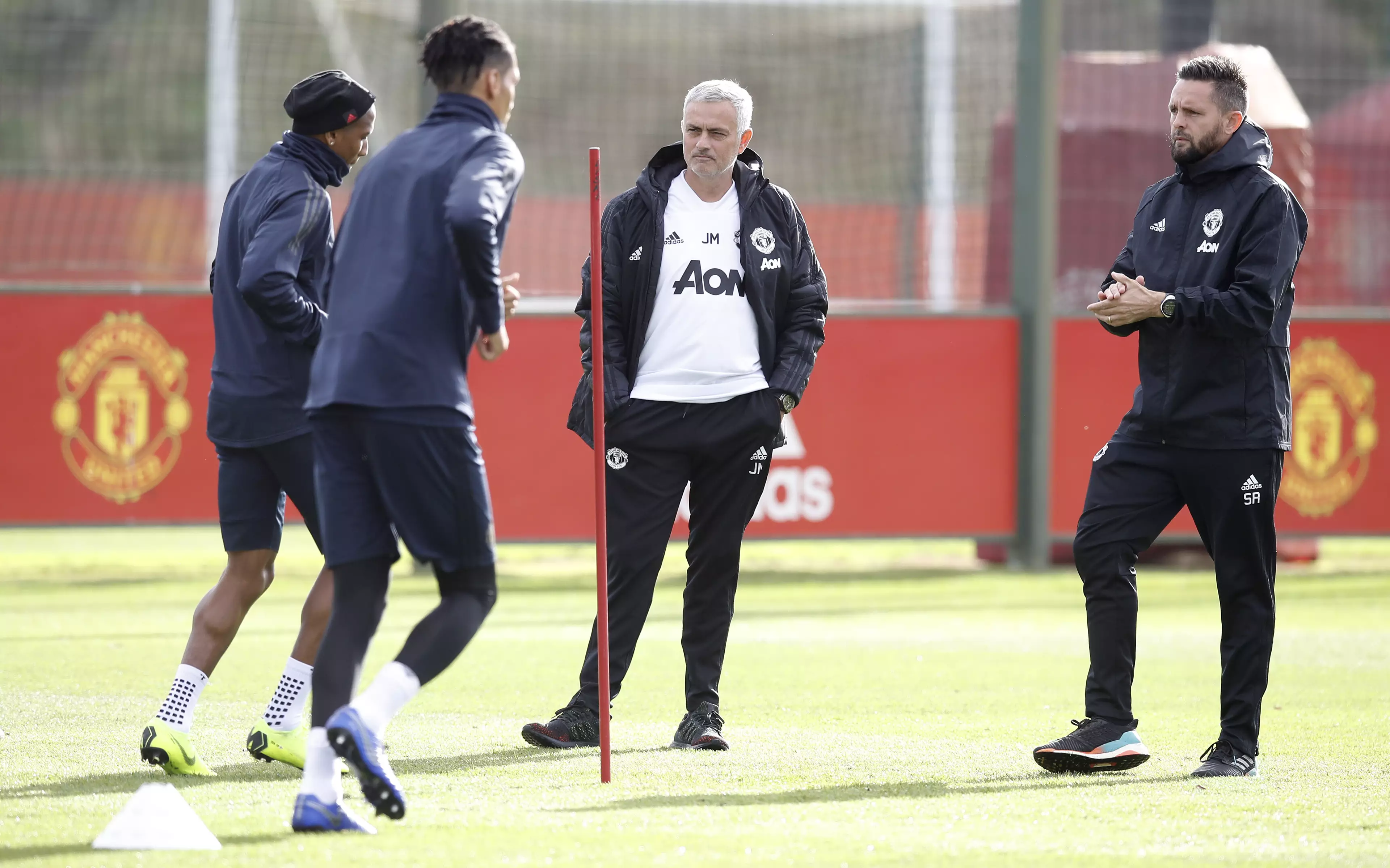 Mourinho looks round training for a suspect. Image: PA Images