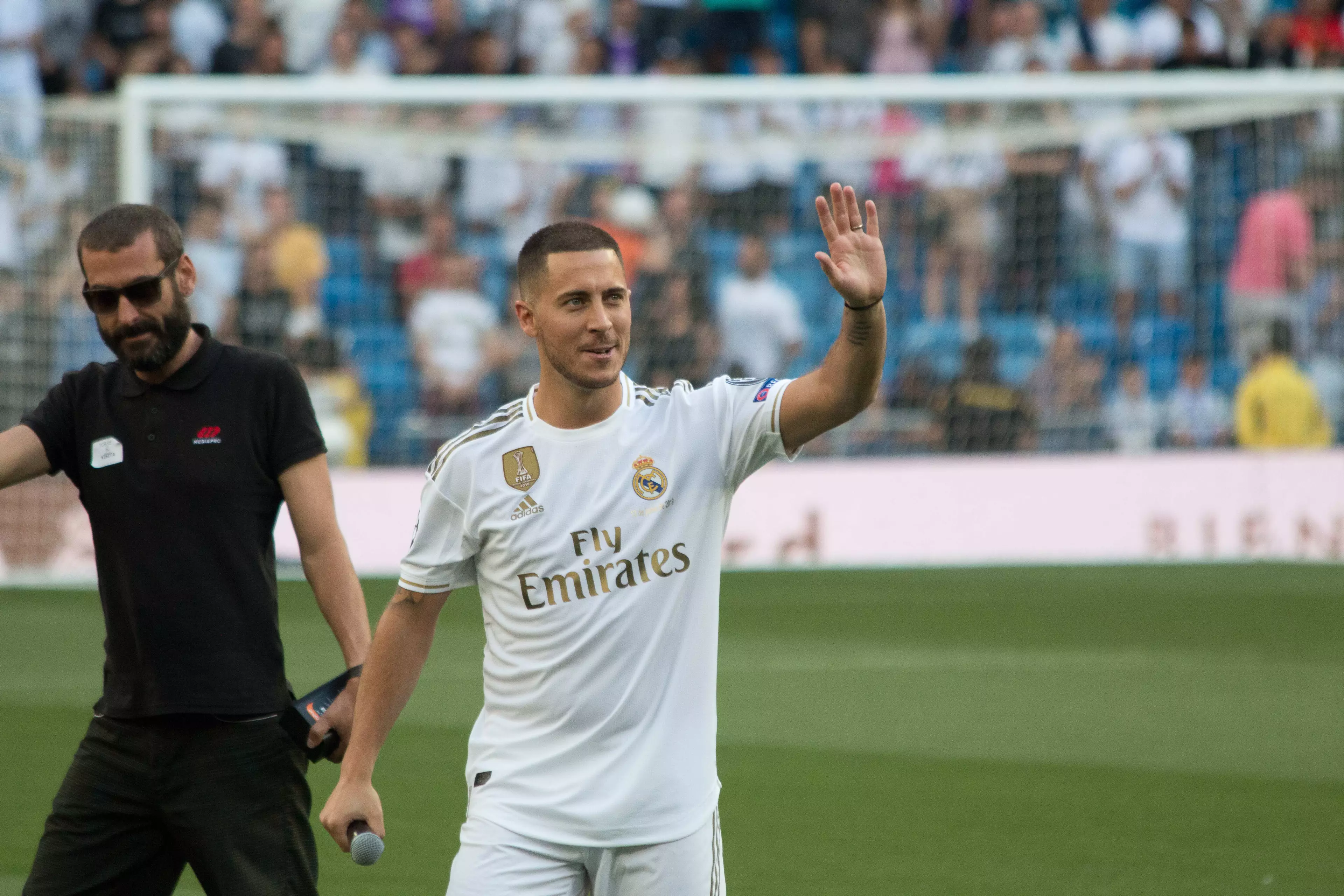 Hazard at his Real Madrid unveiling. Image: PA Images