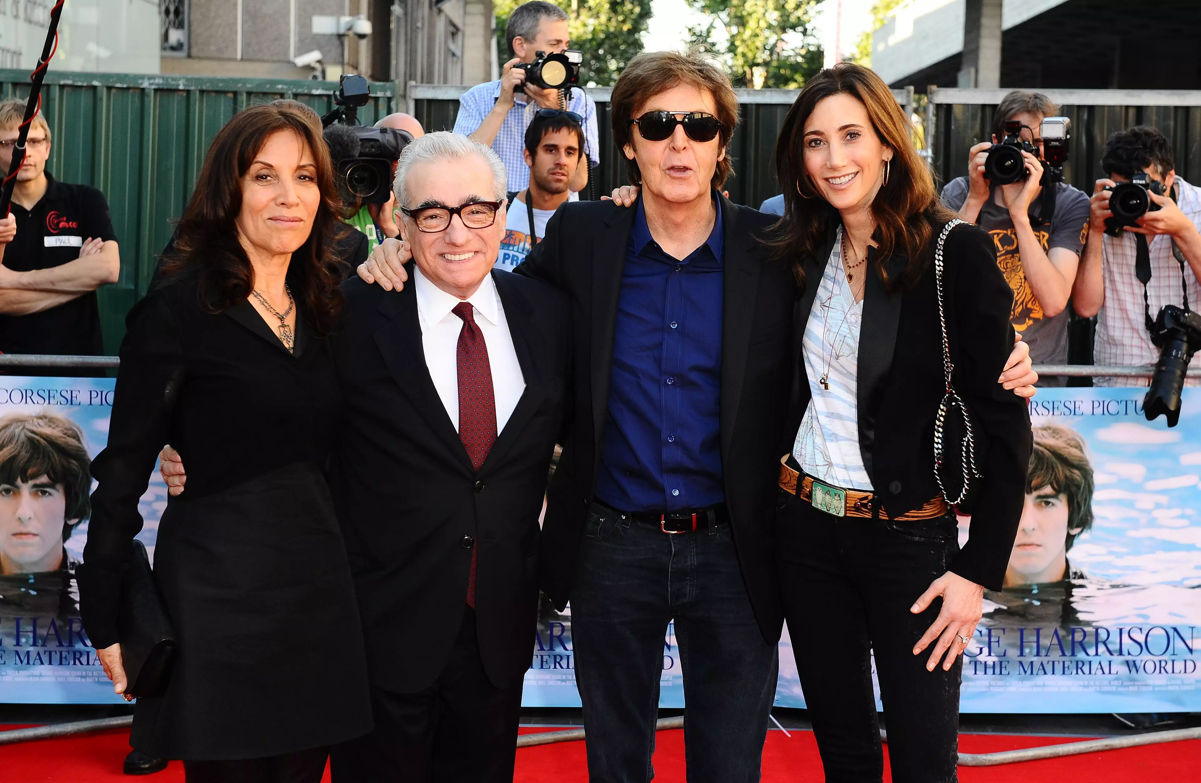 Olivia Harrison, Martin Scorsese, Sir Paul Mccartney and Nancy Shevell at the premiere of George Harrison: Living In The Material World.