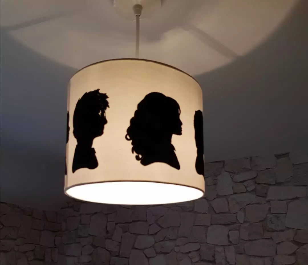 She painted on the lampshade with acrylic paint (
