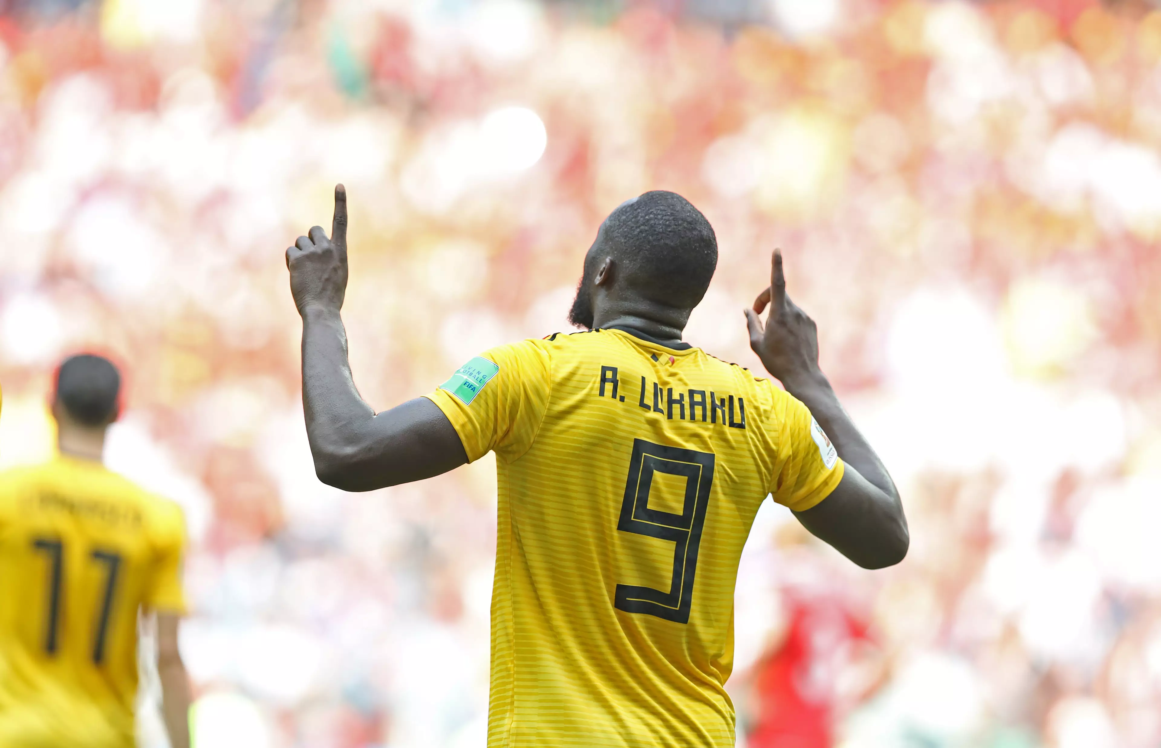 Lukaku celebrates scoring. Image: PA