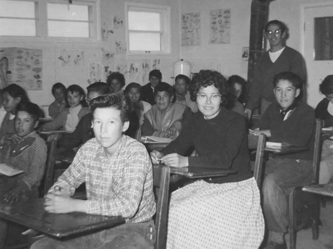 A classroom in Marieval Indian Residential School.