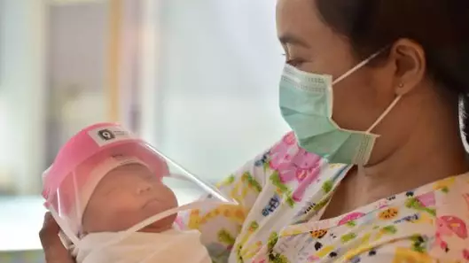 Newborn Babies In Thailand Given Face Shields To Protect Them From Covid-19