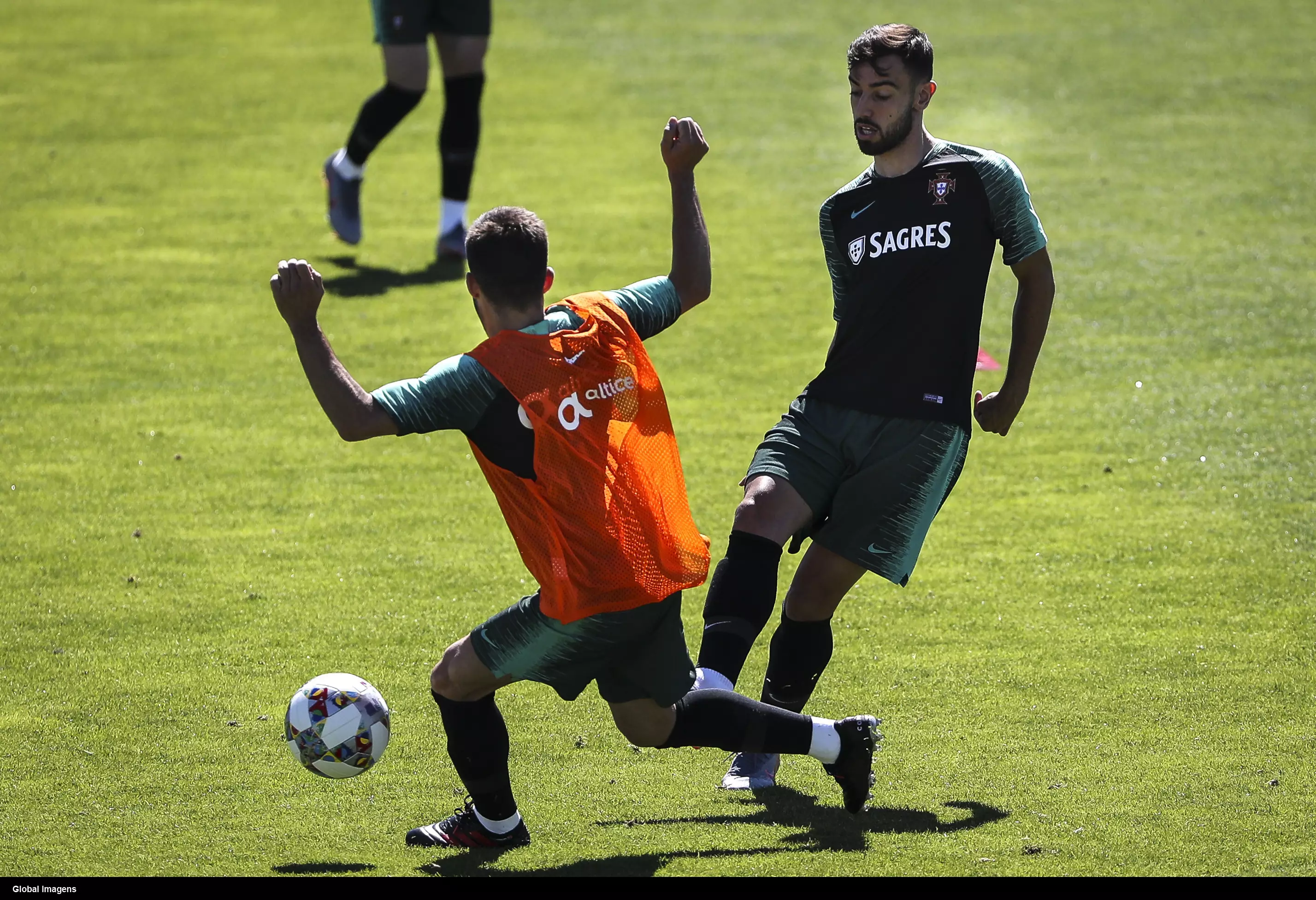 Neves and Fernandes in training for Portugal together. Image: PA Images