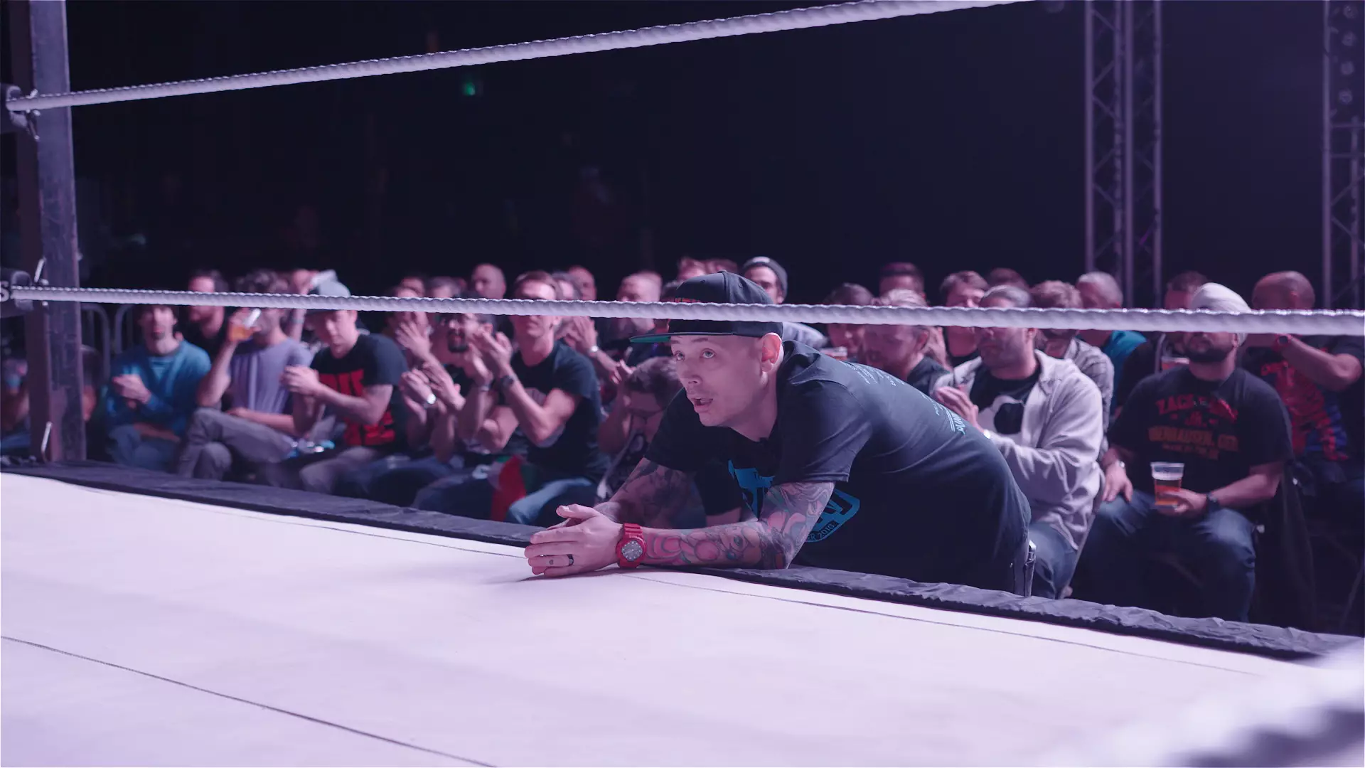 No better view than that of Jim Smallman and no better sight than watching the co-owner react to what's going on in the ring. 