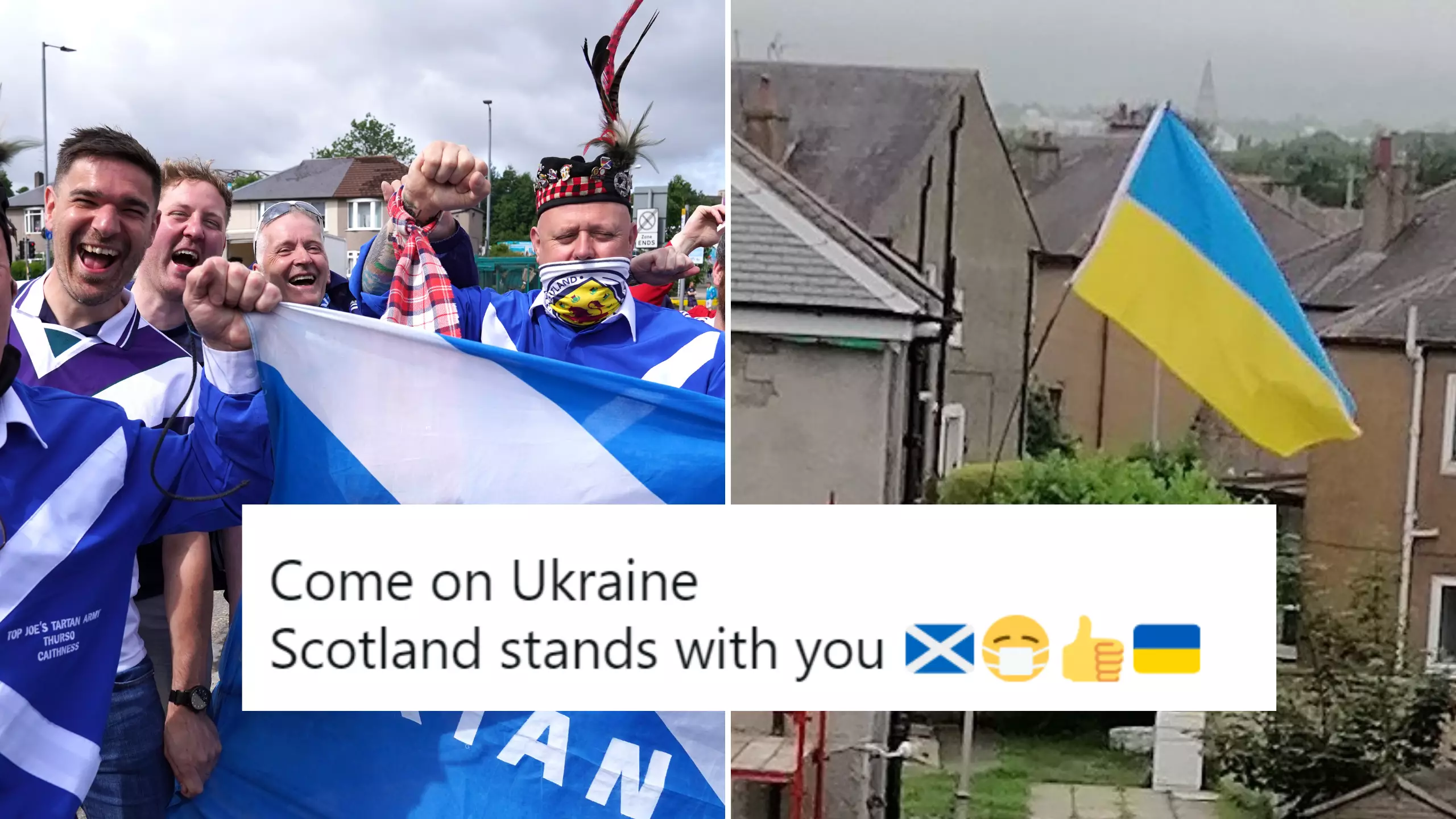 Scotland Fans Have Decided To Support Ukraine Tonight And Even Have Flags Up Around The Country
