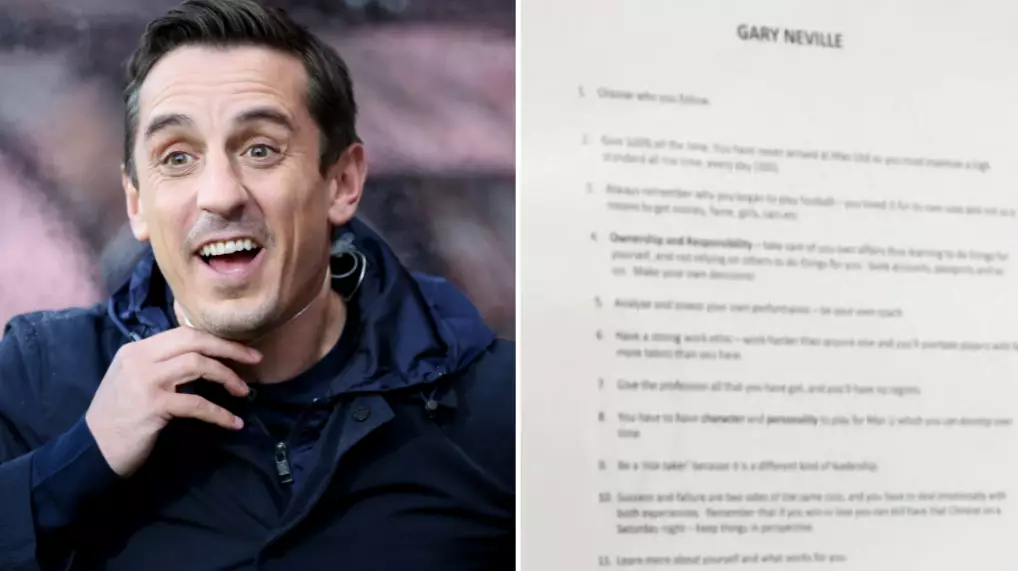 Gary Neville Has 14 Tips For Manchester United Academy Players