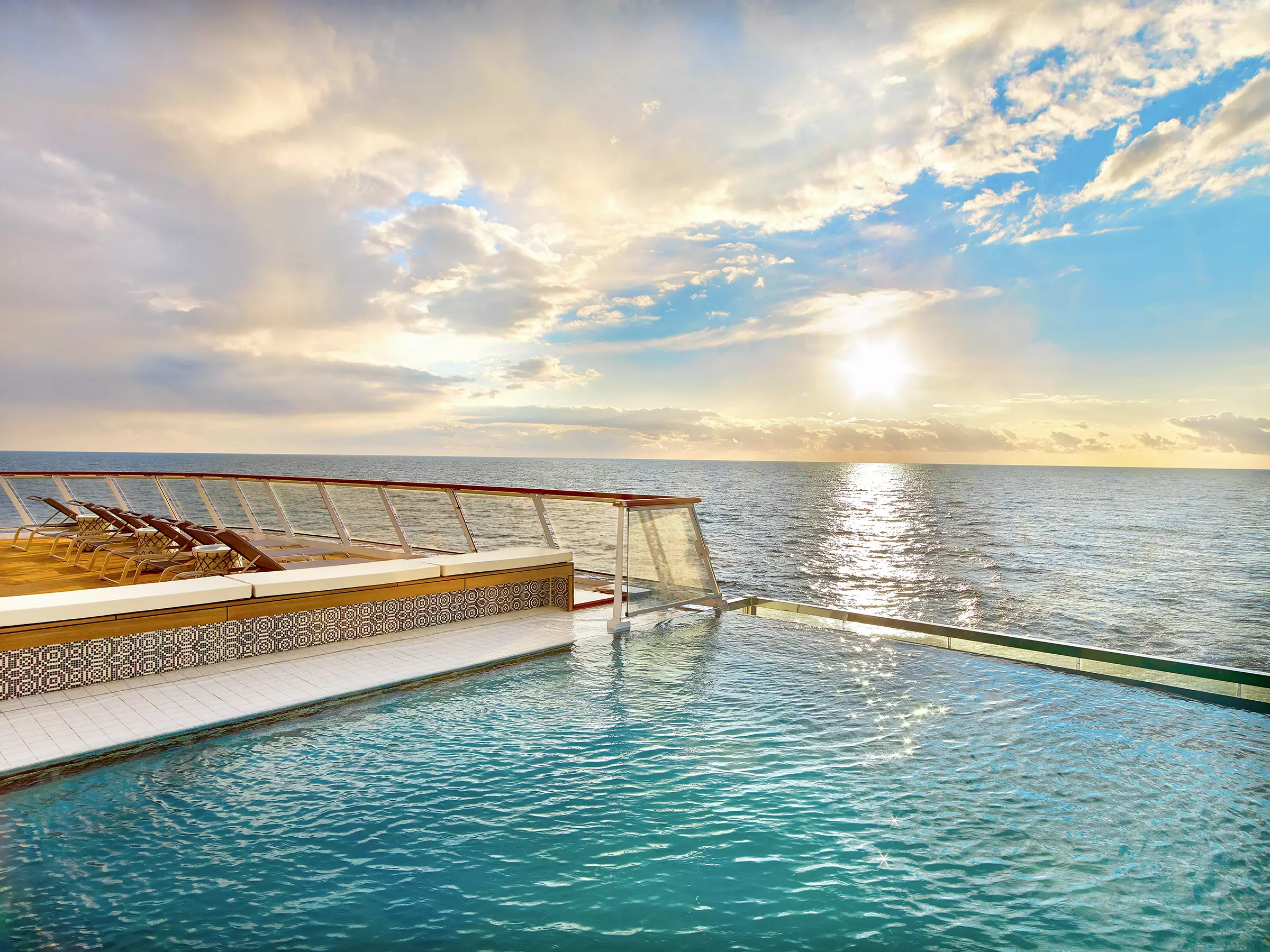 Your cruise ship includes an infinity pool.