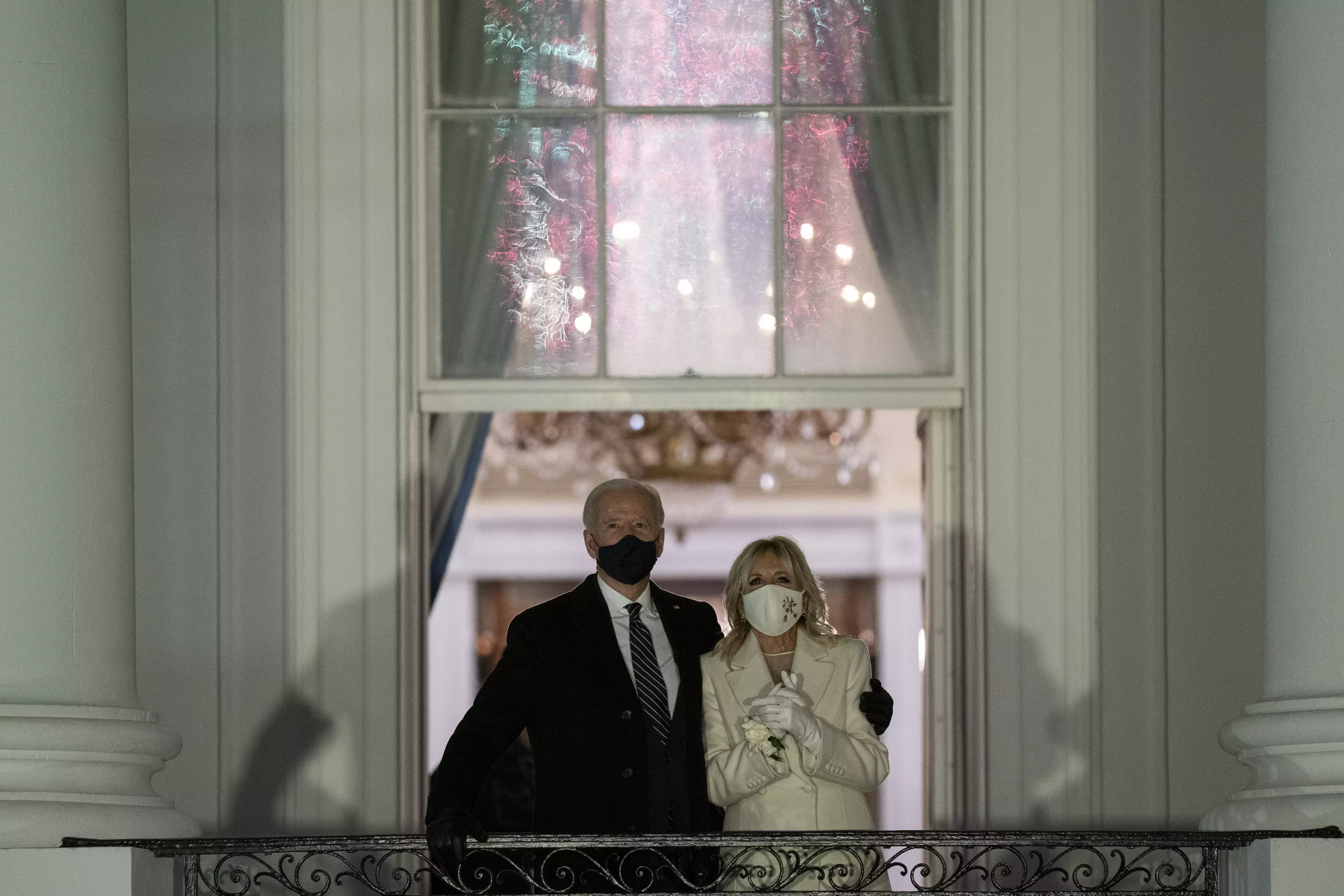 President Joe Biden and First Lady Jill Biden watch yesterday's fireworks display from the White House.