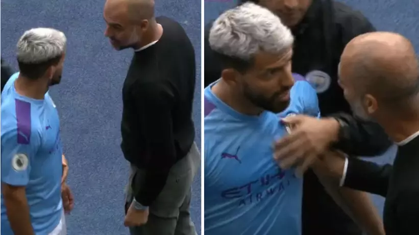 Pep Guardiola Has To Be Held Back After Heated Touchline Spat With Sergio Aguero
