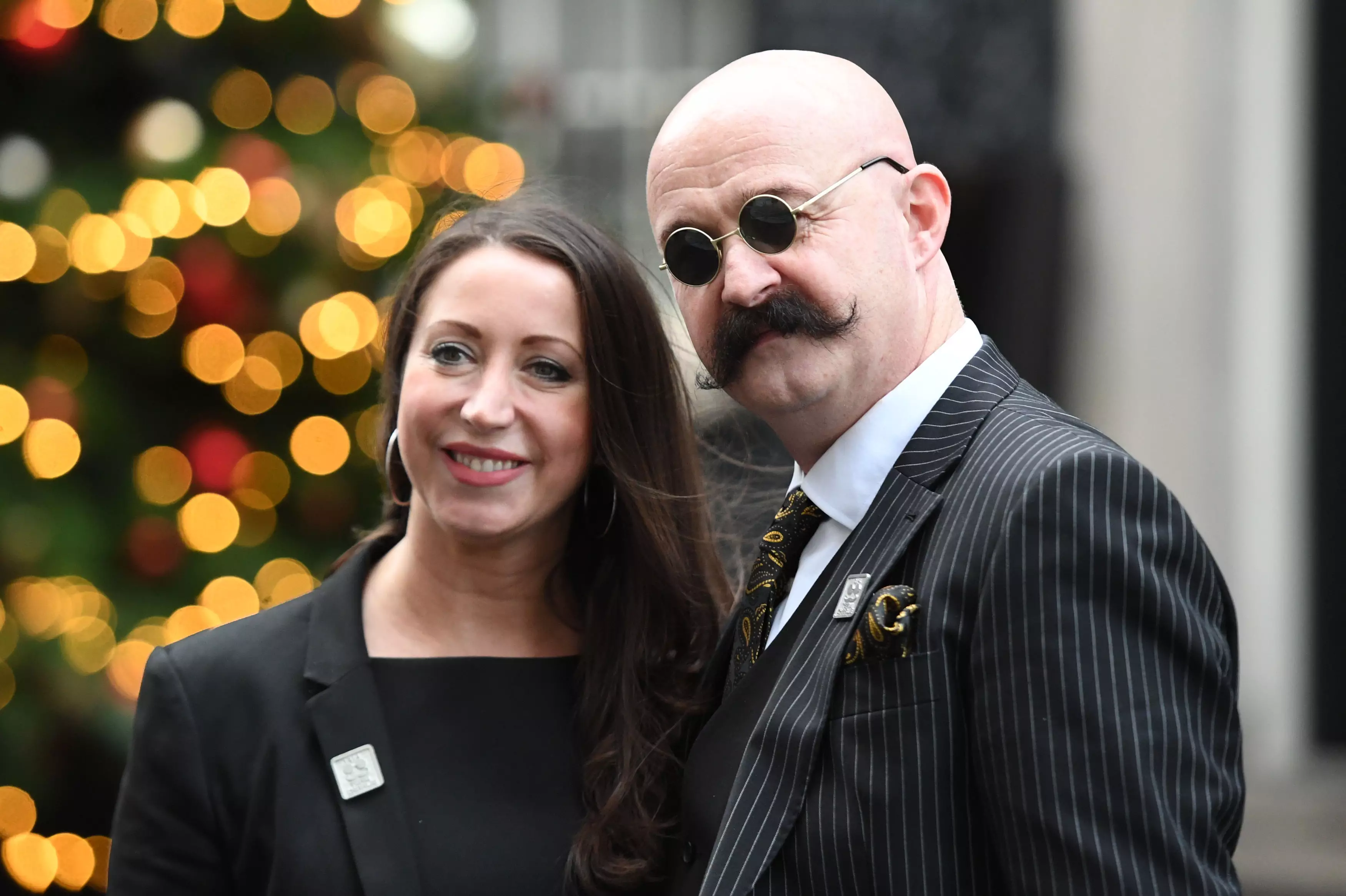 Williamson with a Charles Bronson lookalike outside Downing Street.