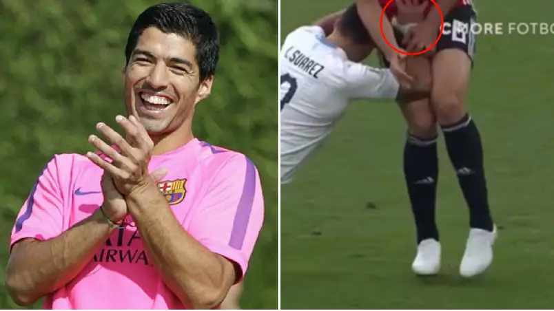 Luis Suarez Grabs Opponent's Balls In The Most Luis Suarez Moment Ever