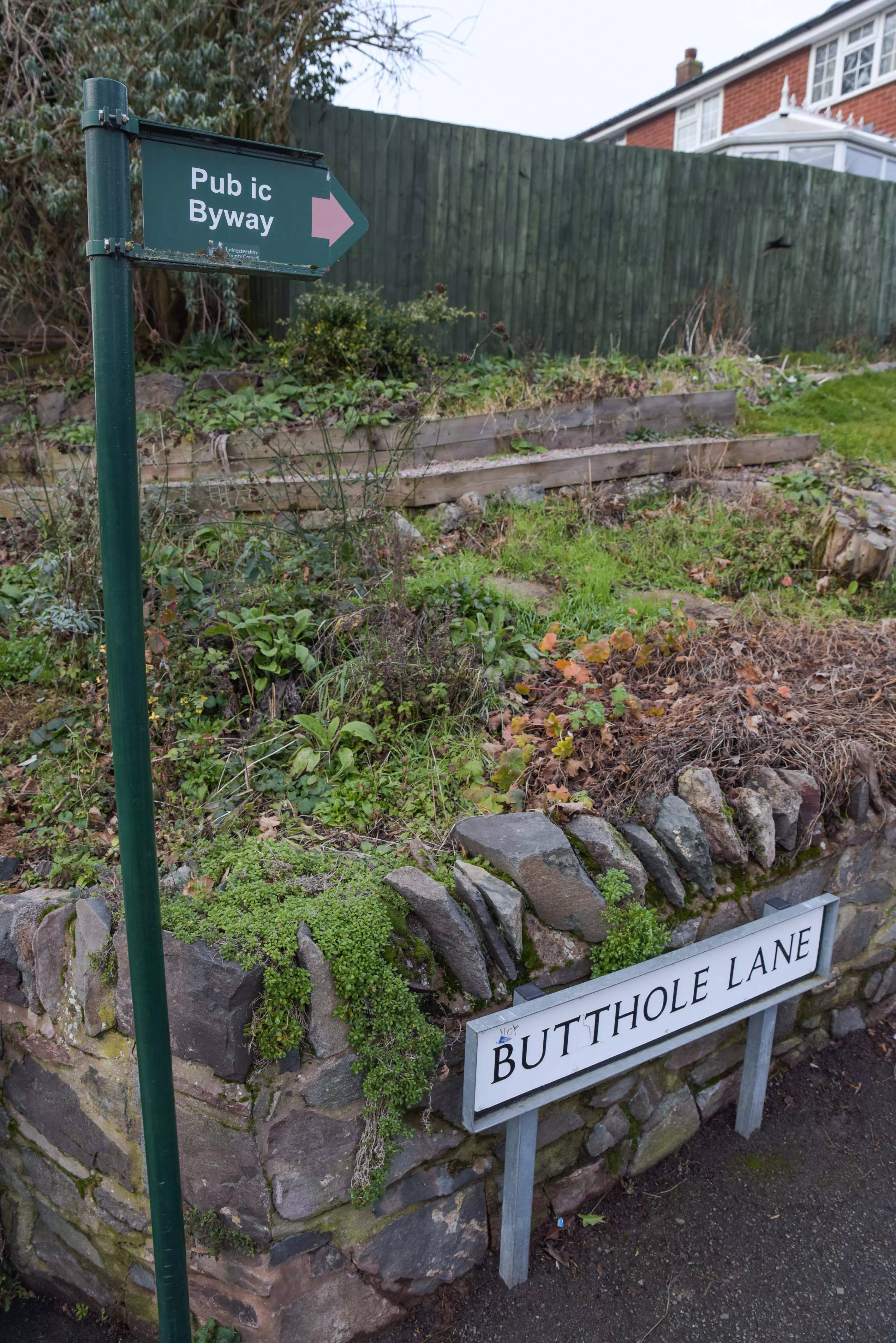 Pranksters have also removed the L from 'Public Byway' which now reads Pubic Byway.