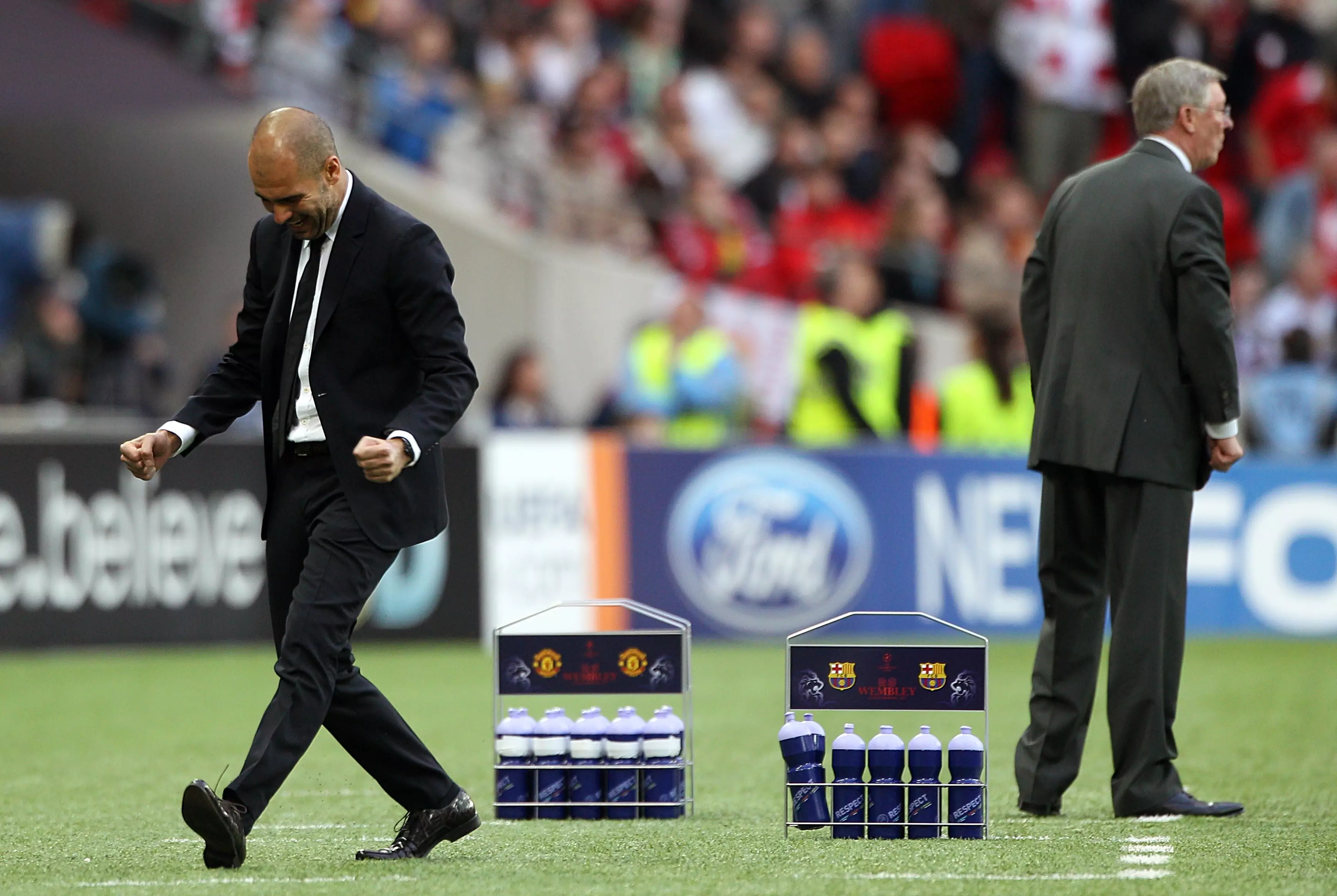 Pep gets one over Fergie in the Champions League. Image: PA Images