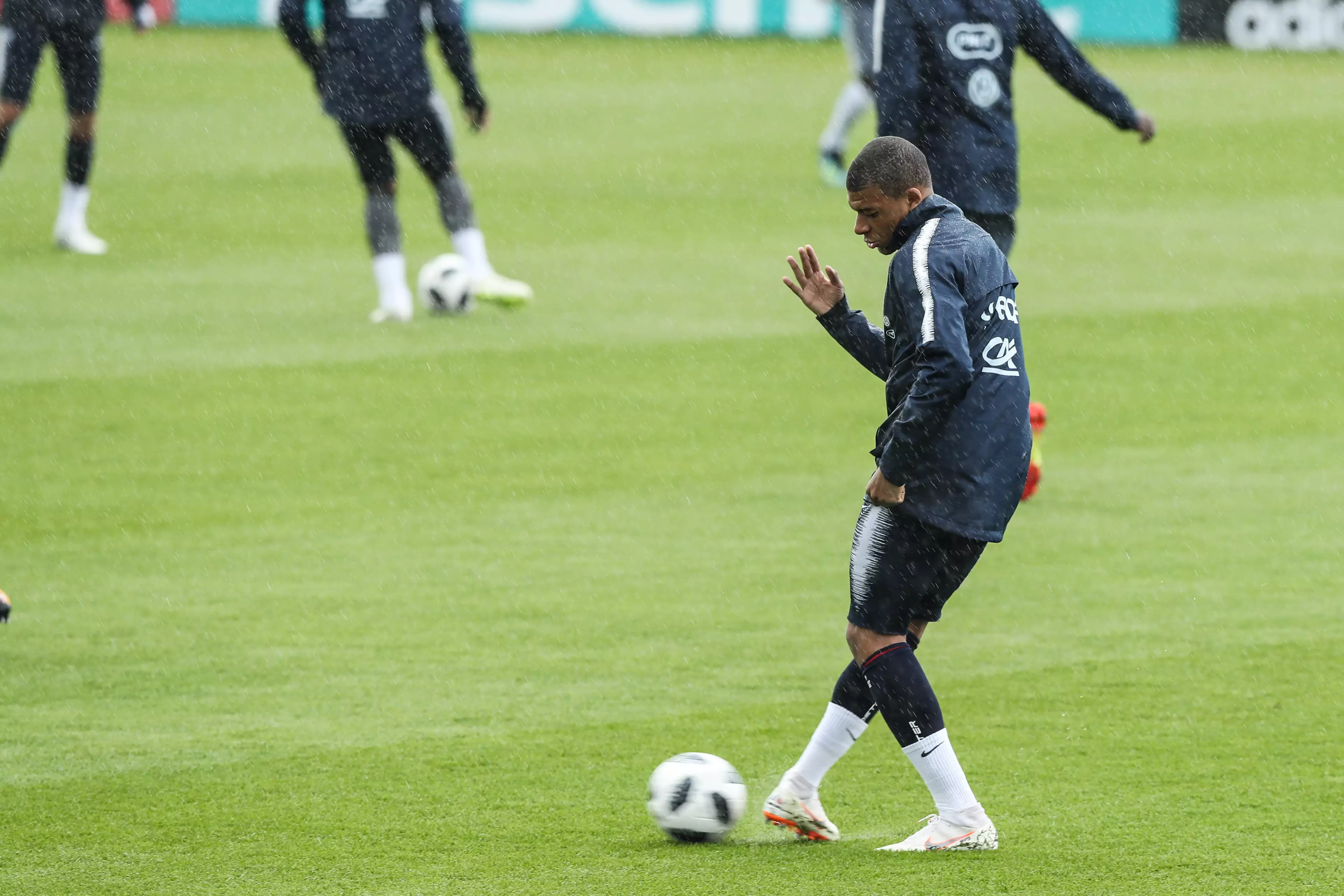 Mbappe in training. Image: PA