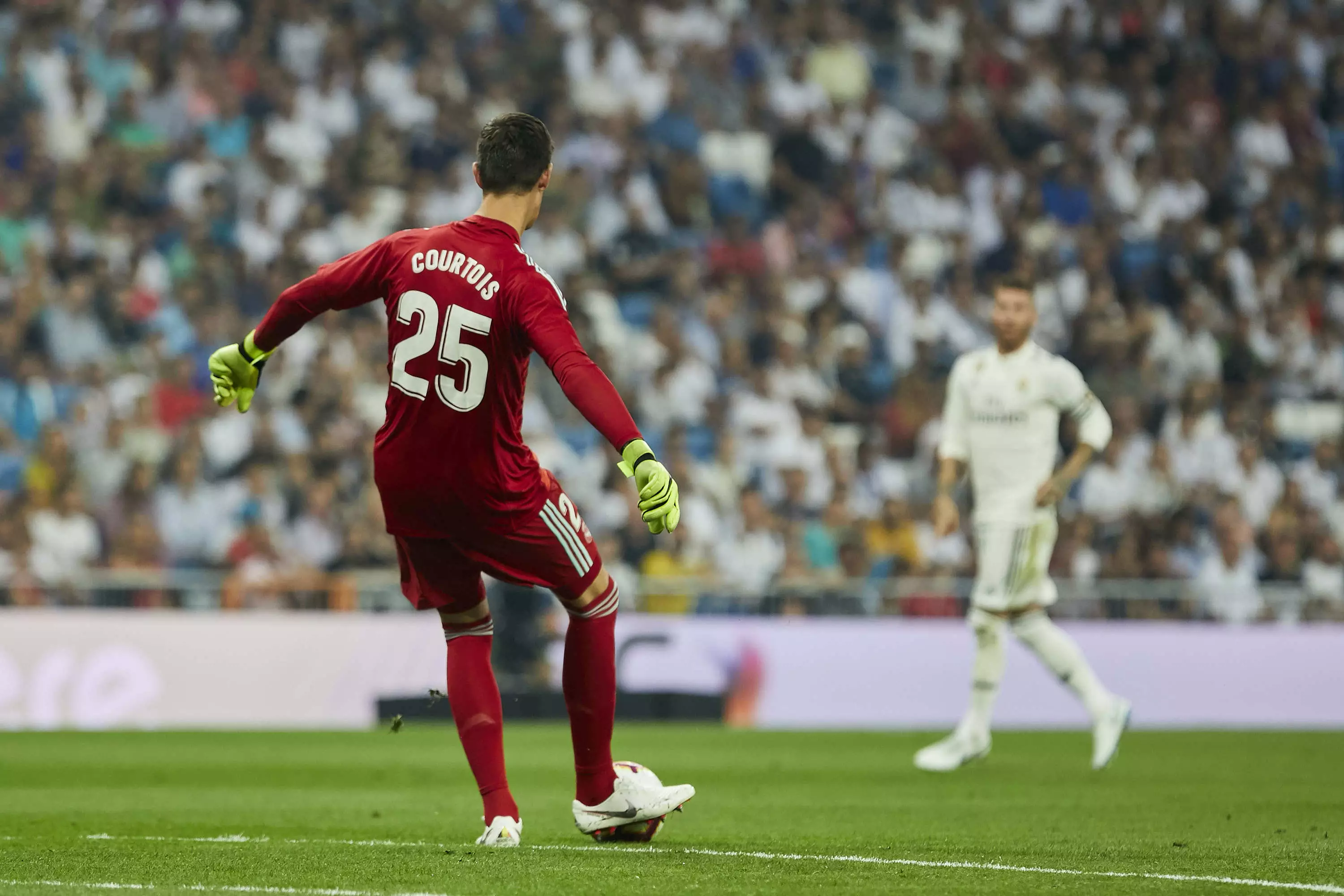 Courtois in action for Real Madrid. Image: PA