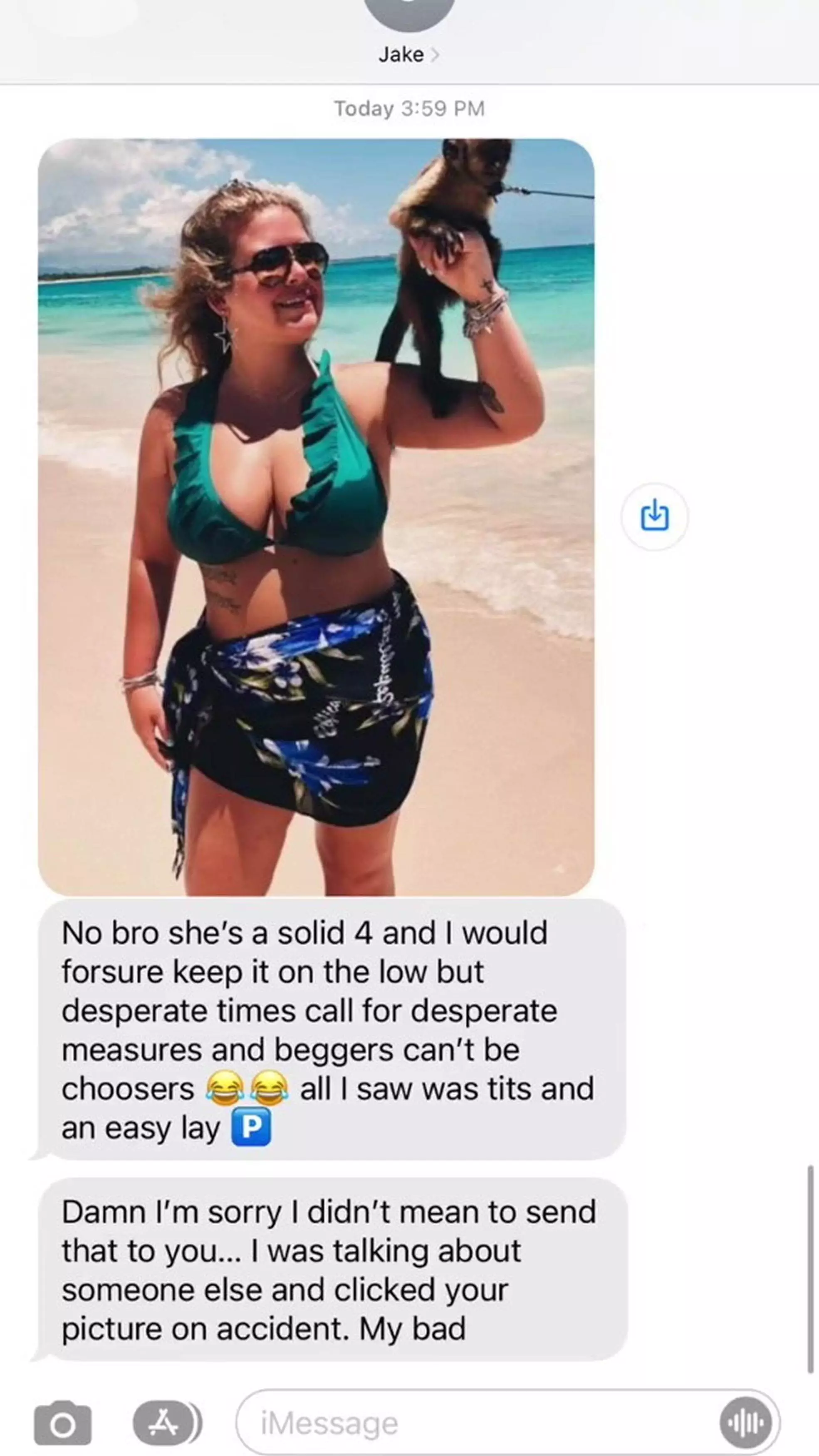TikToker reveals text her Bumble date accidentally sent her rather than his friend.