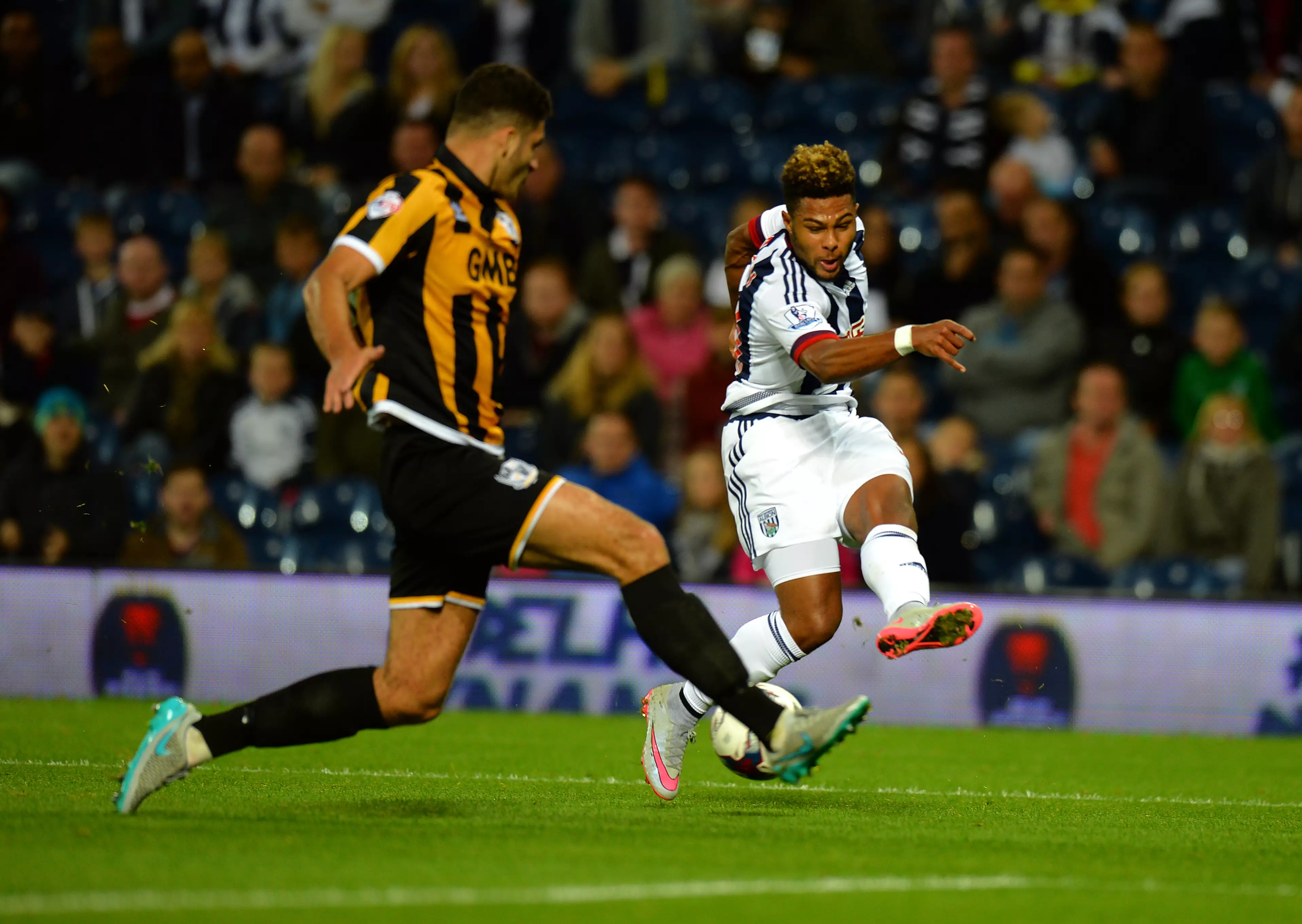 Gnabry during one of three appearances in all competitions for West Brom. Image: PA Images
