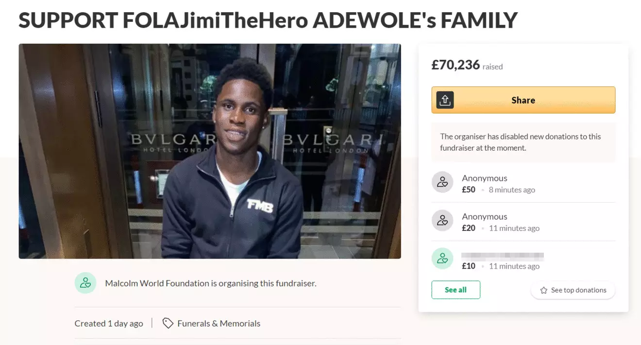A GoFundMe campaign has since been set up to raise money for Jimi's family.