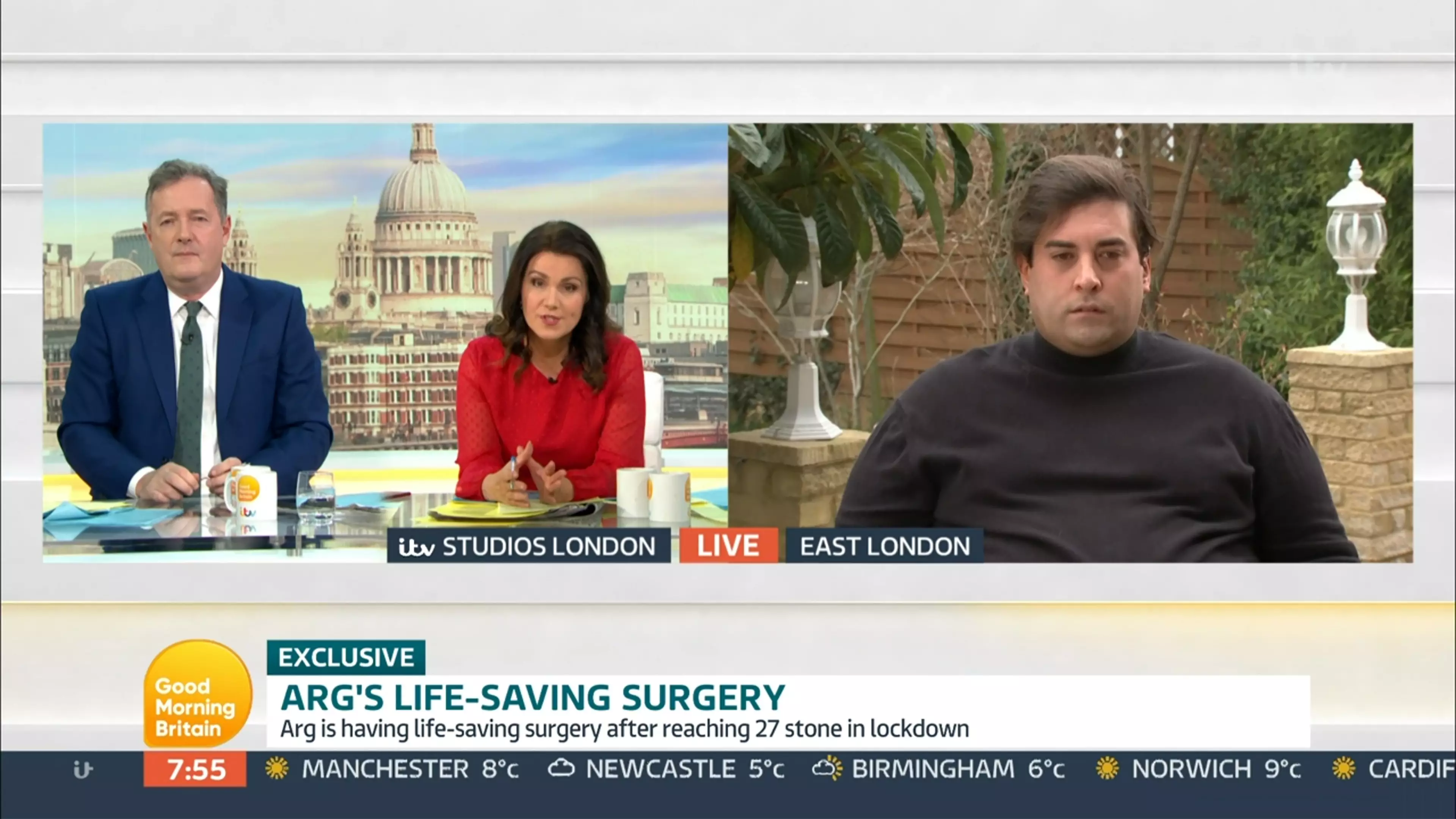 Arg spoke candidly about his weight on Good Morning Britain (