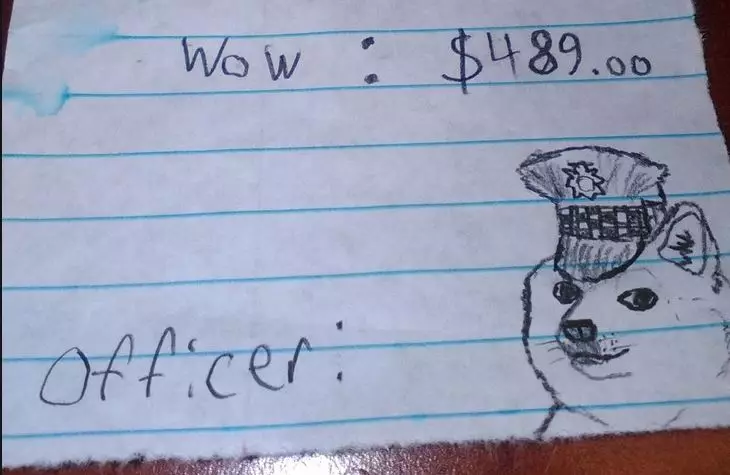 Man Receives Hand-Drawn 'Doge' Meme Of Dog In Police Hat