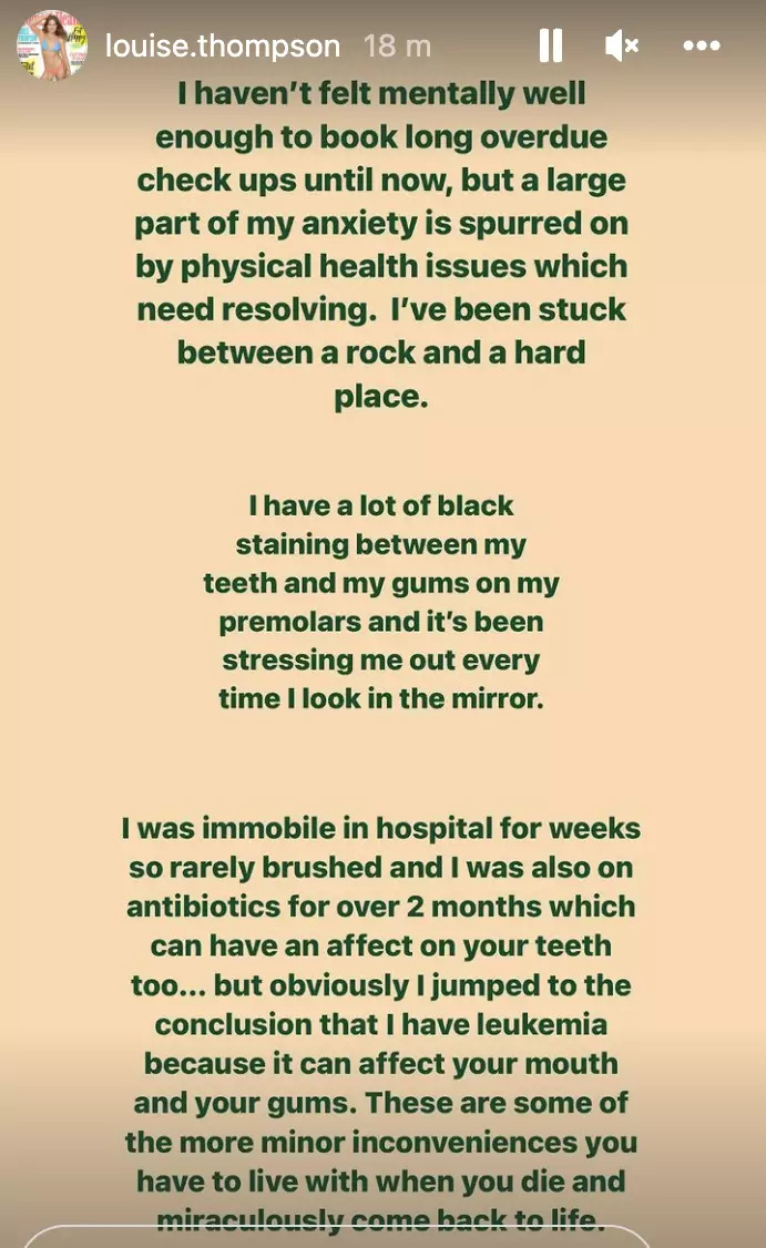 Louise opened up on Instagram (