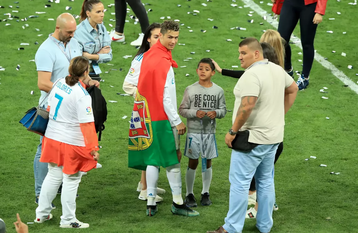 Nuno Marecos and Goncalo Salgado with Ronaldo in Kiev.