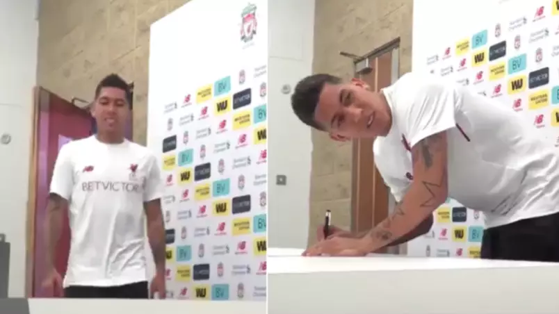 Roberto Firmino Even Signed His Liverpool Contract With 'No-Look' Signature 