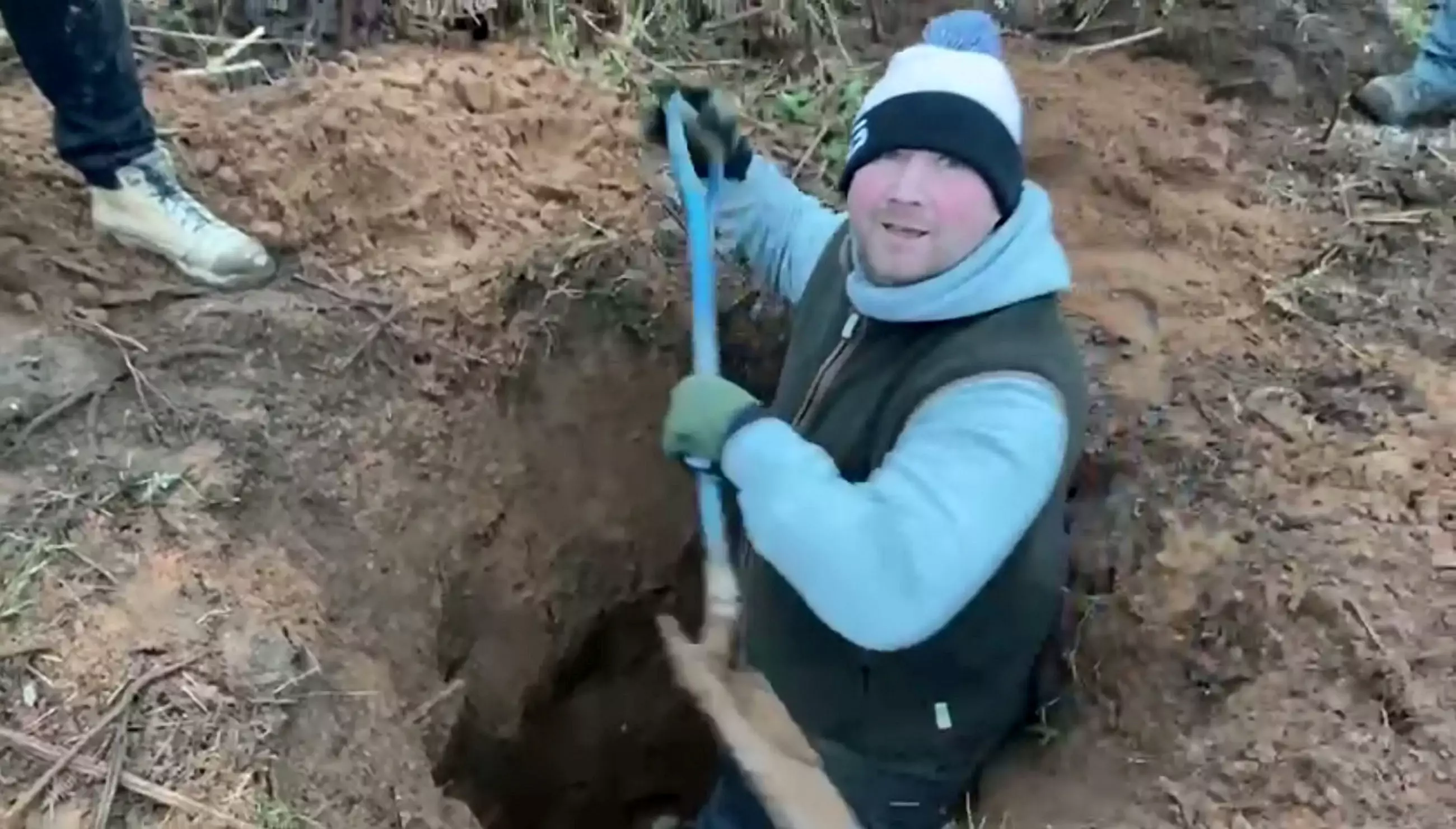 They started digging after spotting a rabbit hole (
