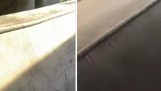 Woman Gets Black Biro Out Of Suede Couch With Window Cleaner And A Cloth