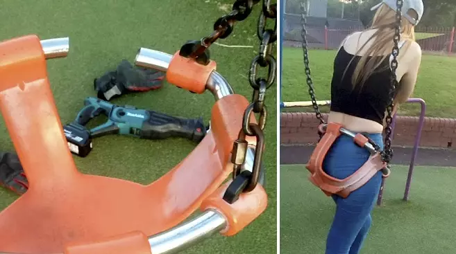 Embarrassing Moment Teen Needs Rescuing From Child's Swing By Fire Fighters