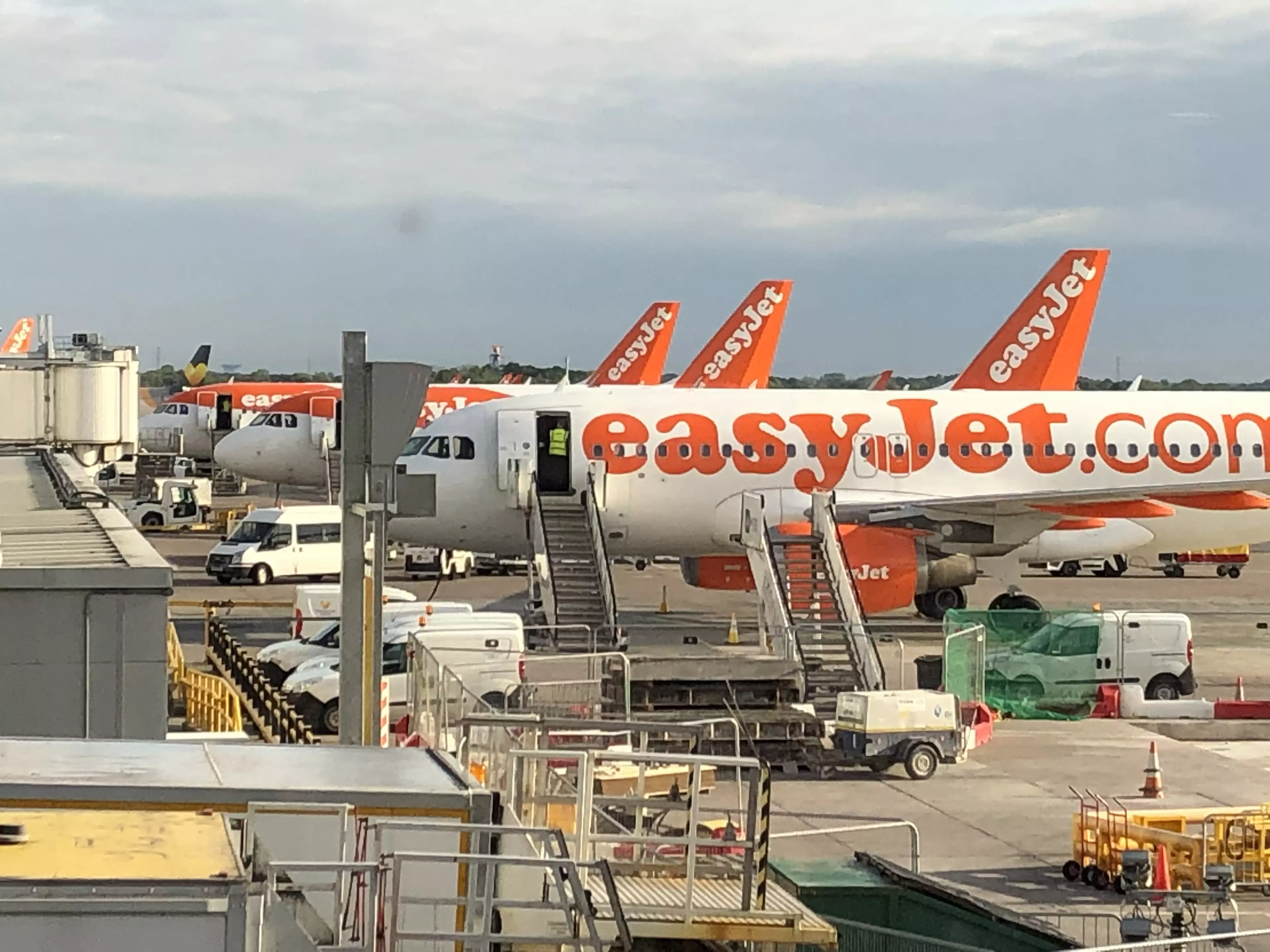 EasyJet aircraft at Manchester Airport.