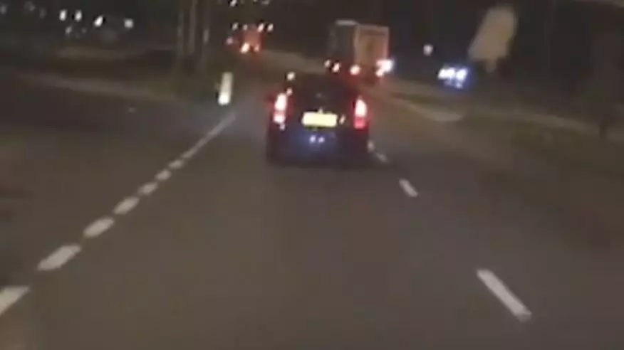 Driver Laughs While Crashing Into Car On Dual Carriageway 