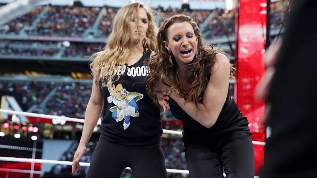 Rousey tangles with Steph at Wrestlemania 31, could we see a repeat in the future? Image: WWE.