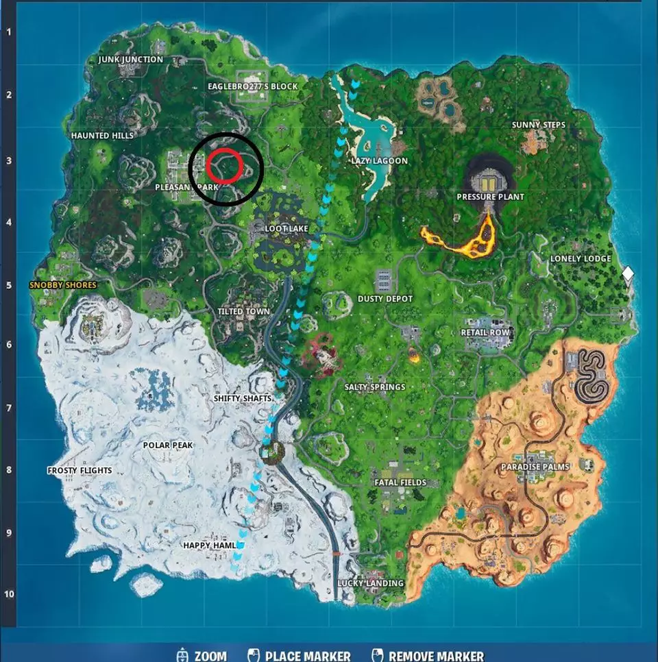 The location of the Time Trial Eastof Pleasant Park.