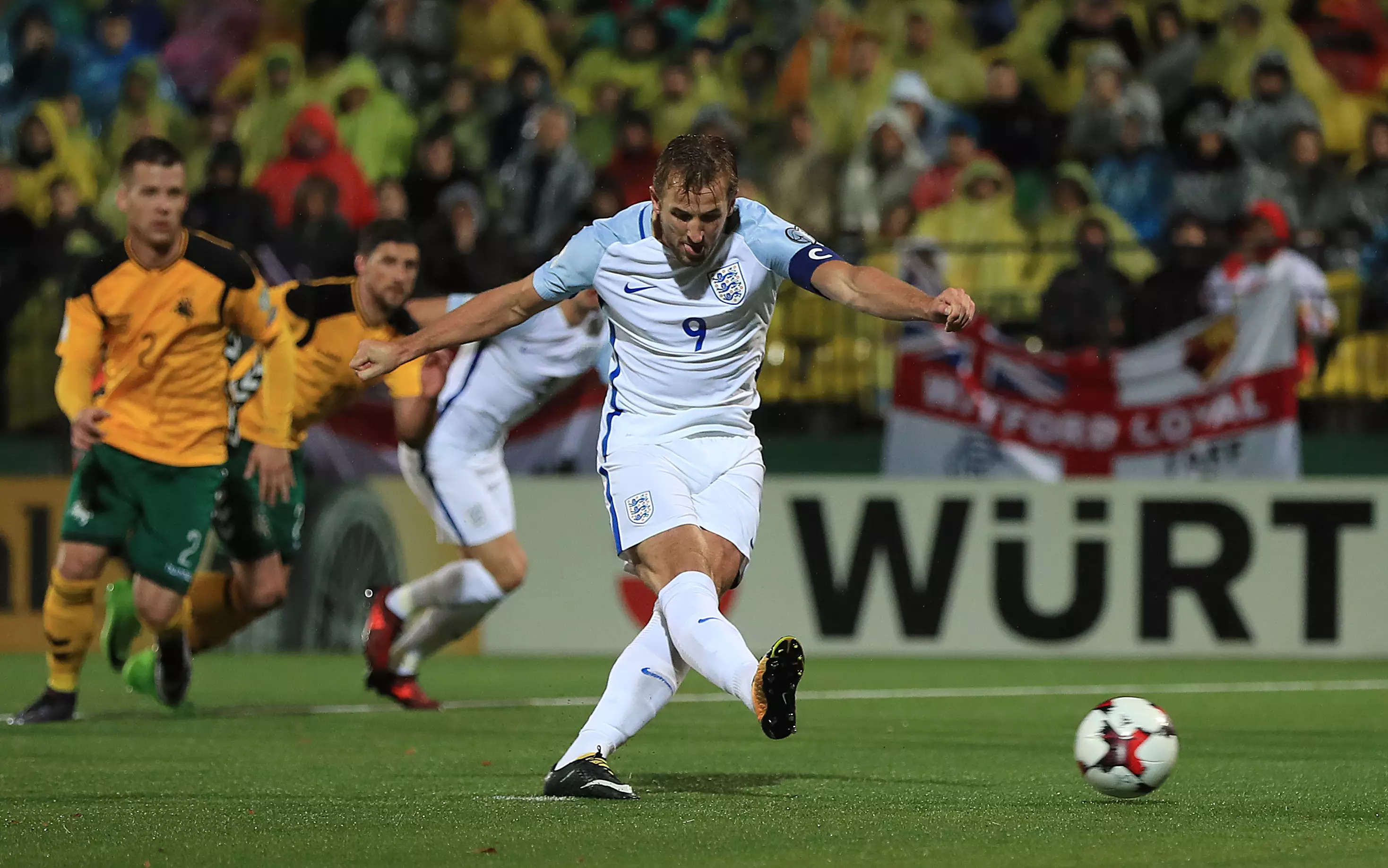 Kane scoring in a World Cup qualifier. Image: PA