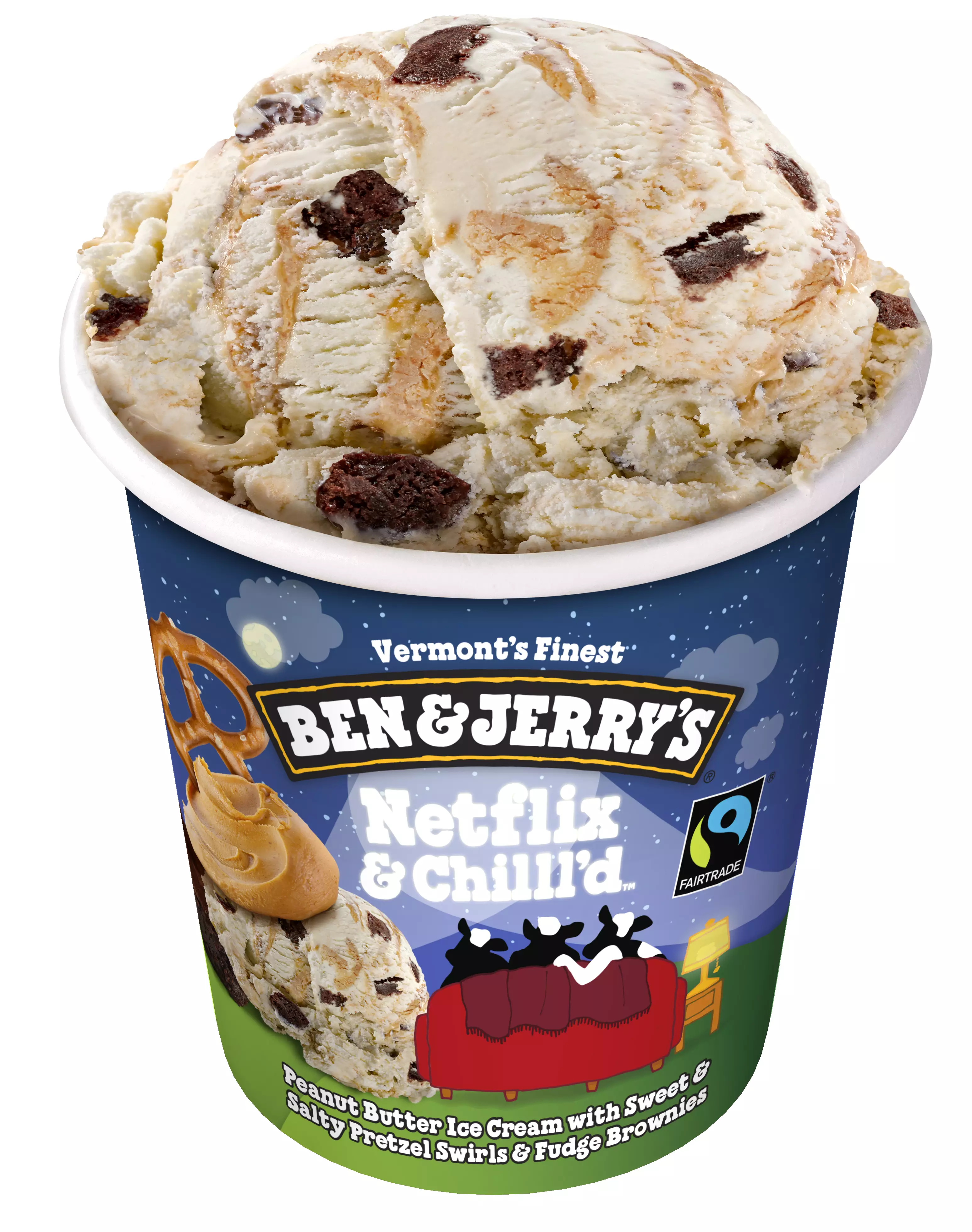 Peanut butter ice-cream with sweet and salty pretzels and brownie pieces sounds dreamy (