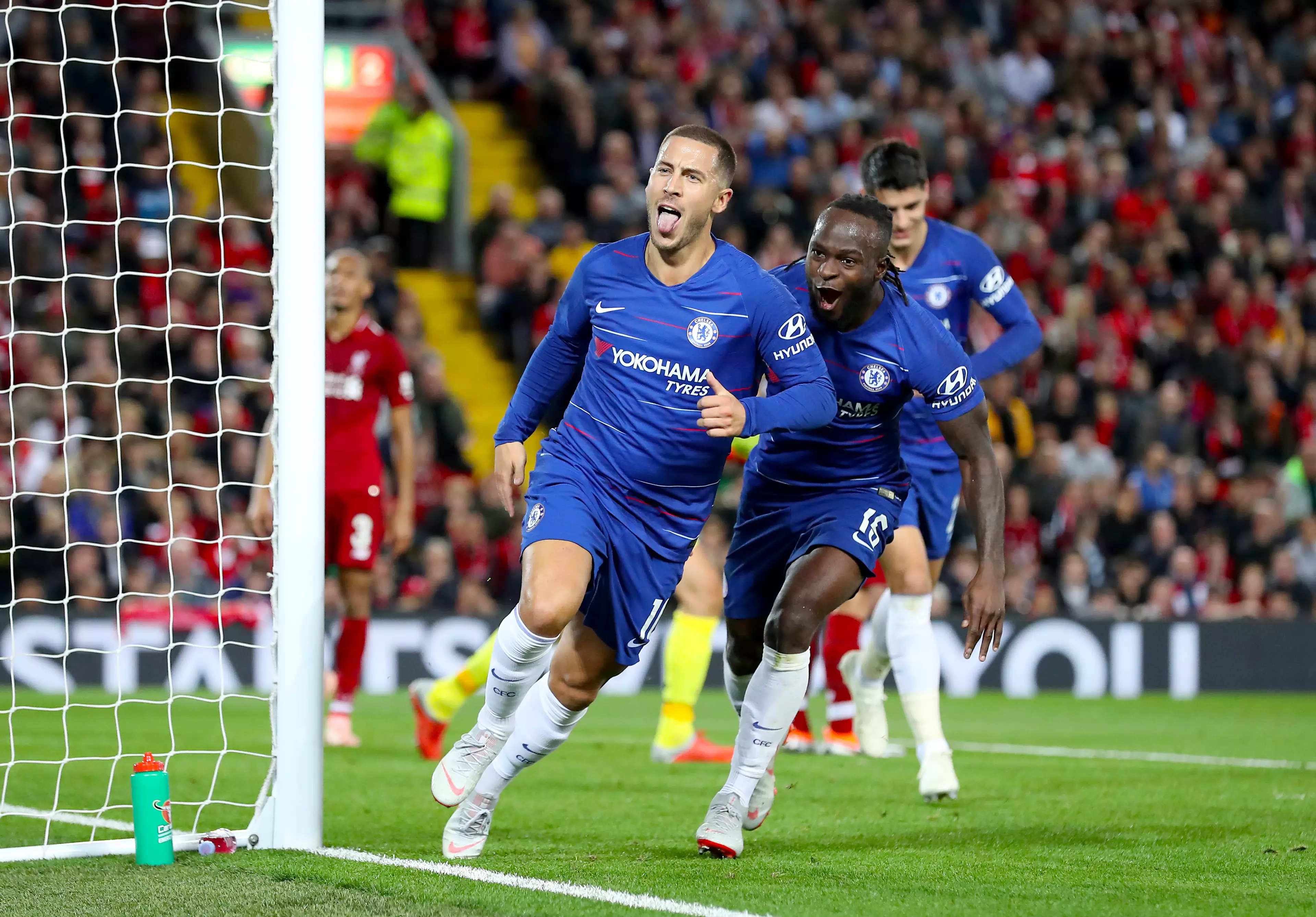 Hazard celebrates his winner vs Liverpool